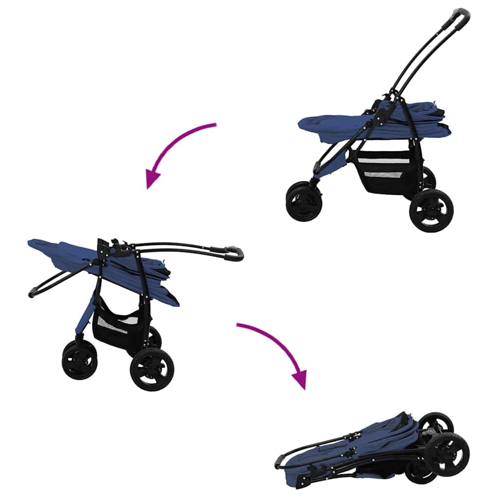 Passeggino pieghevole per animali Blu 78 x 54 x 101 cm — miniatura 13 di 15