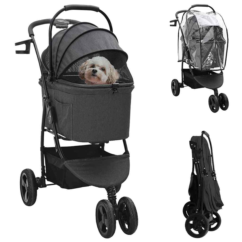Passeggino pieghevole per animali Nero 78 x 54 x 101 cm — miniatura 1 di 15
