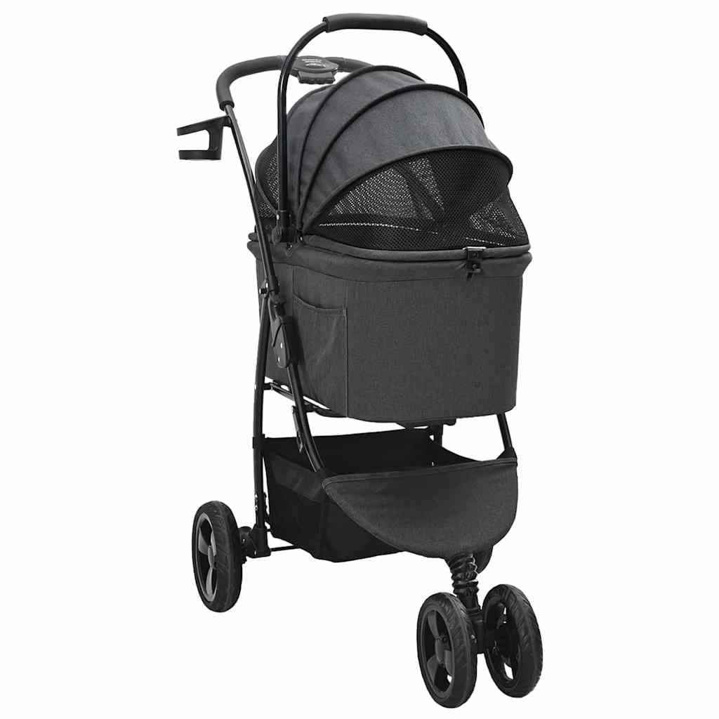 Passeggino pieghevole per animali Nero 78 x 54 x 101 cm — miniatura 3 di 15