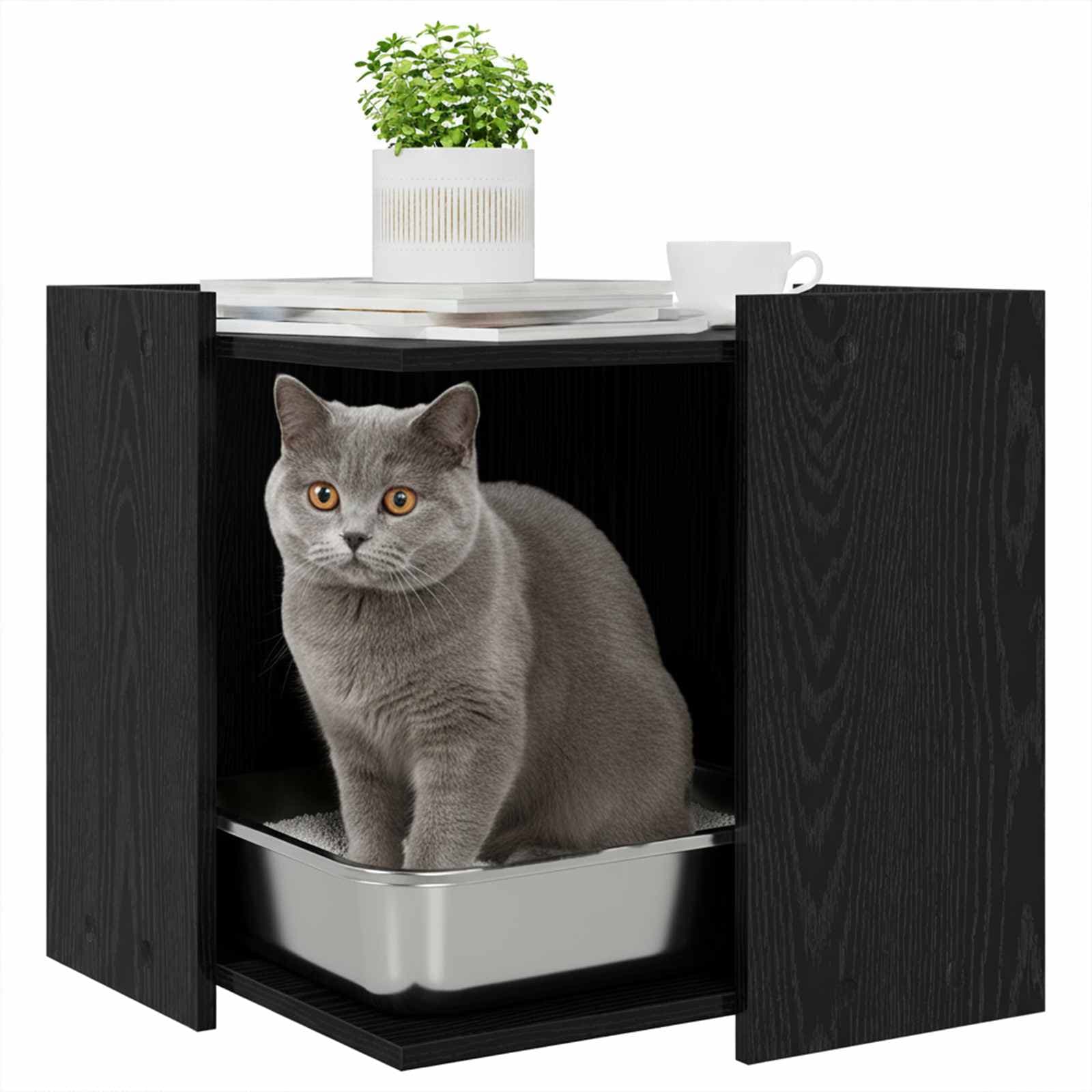 Rifugio per lettiera per gatti Rovere nero 53 x 53 x 51 cm — miniatura 3 di 10