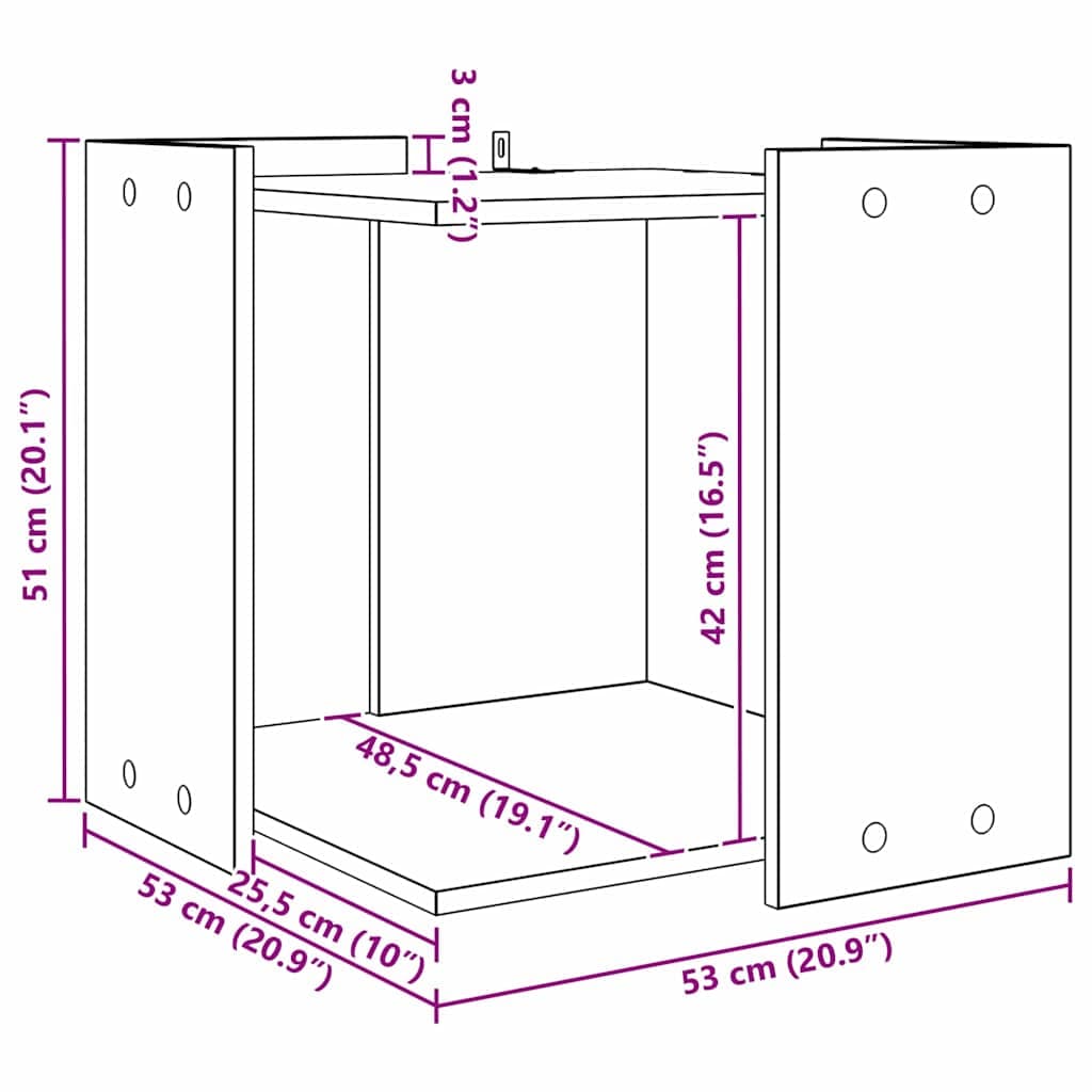 Rifugio per lettiera per gatti Rovere nero 53 x 53 x 51 cm — miniatura 9 di 10