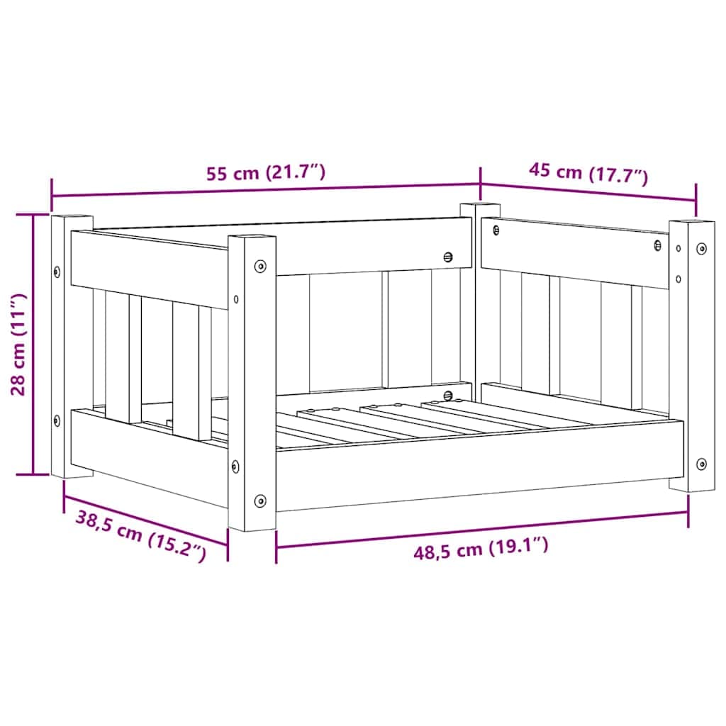 Letto per Cani 55 x 45 x 28 cm Legno Massello di Pino — foto 10 di 10