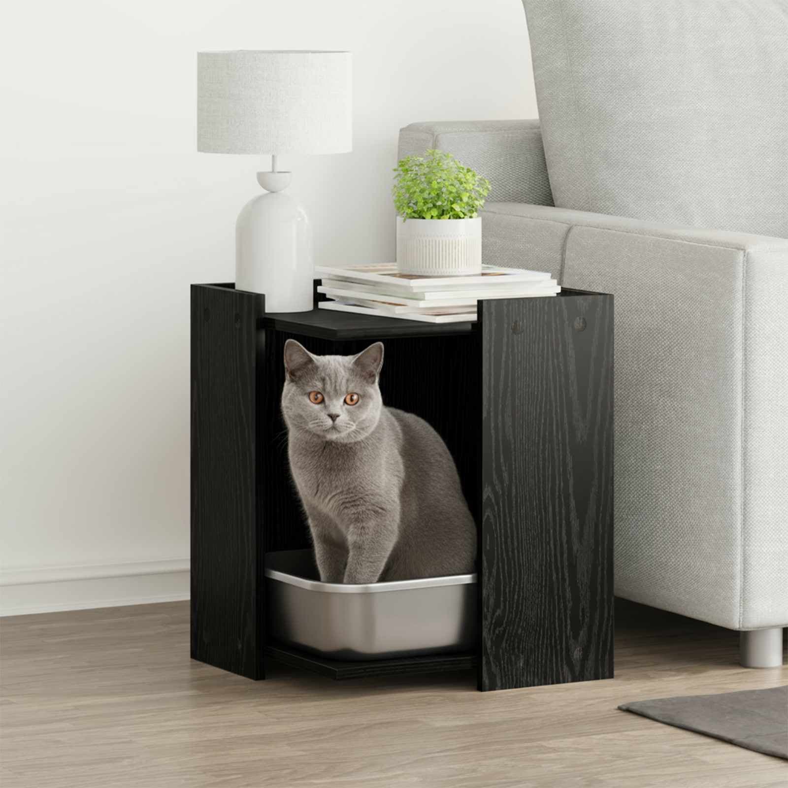 Rifugio per lettiera per gatti Rovere Nero 42 x 42 x 51 cm — miniatura 1 di 10
