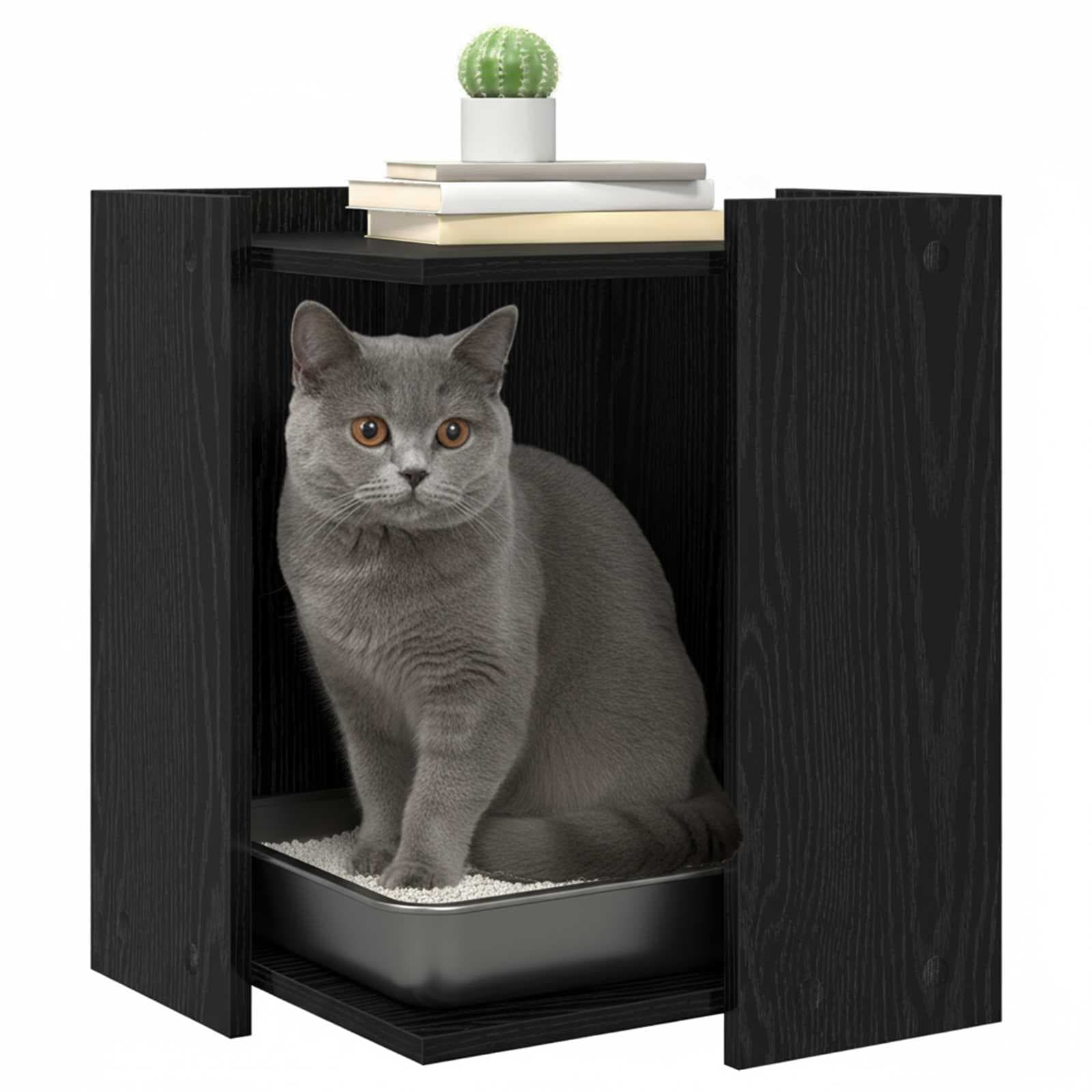 Rifugio per lettiera per gatti Rovere Nero 42 x 42 x 51 cm — miniatura 3 di 10