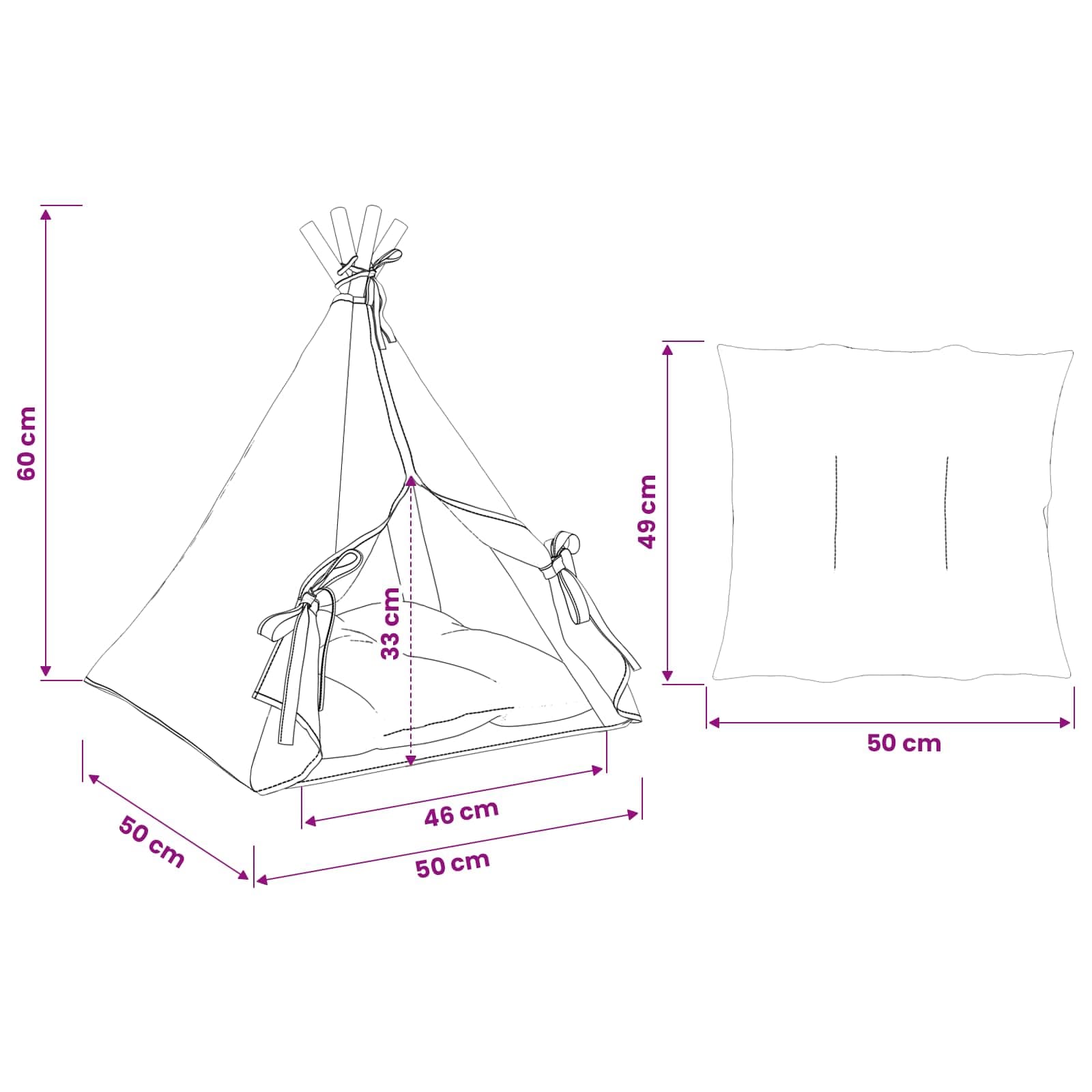 Tenda per animali con cuscino Bianco 50 x 50 x 60 cm Poliestere — miniatura 10 di 10