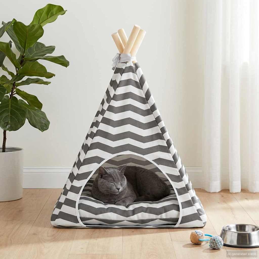 Tenda per animali con cuscino Bianco e Grigio 40 x 40 x 50 cm — miniatura 3 di 10