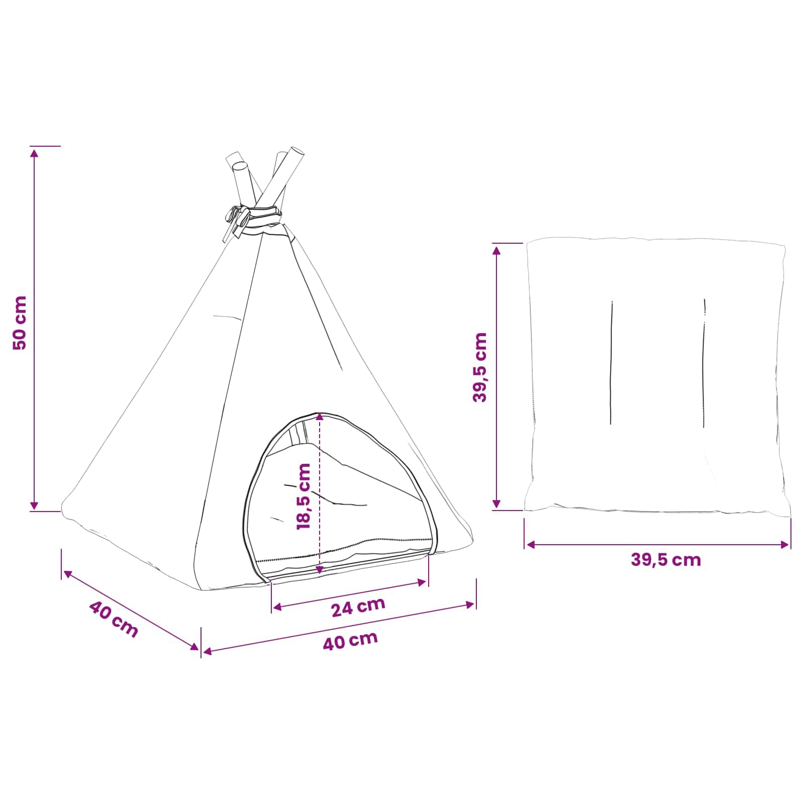 Tenda per animali con cuscino Bianco e Grigio 40 x 40 x 50 cm — miniatura 10 di 10