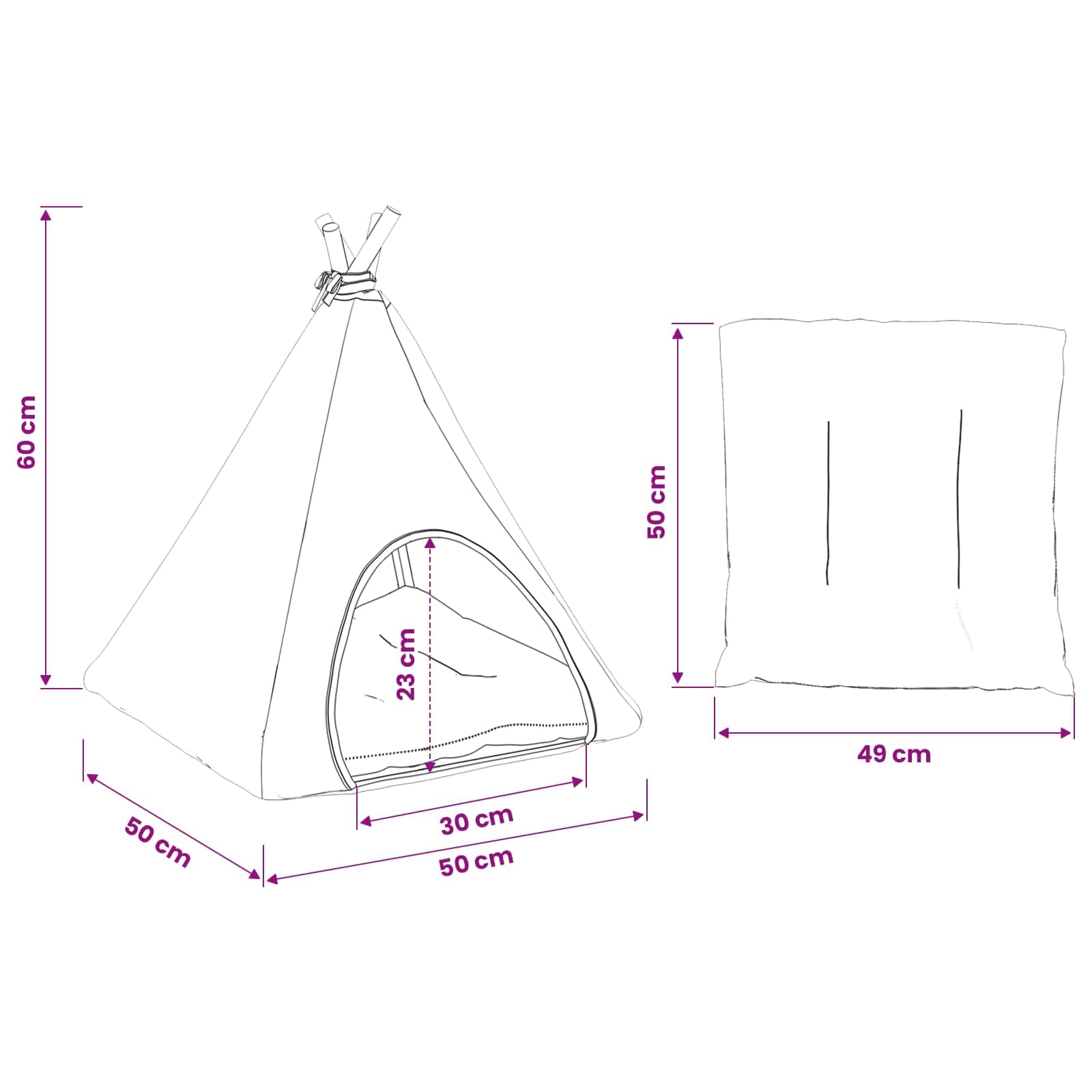 Tenda per animali con cuscino Bianco e Grigio 50 x 50 x 60 cm — miniatura 10 di 10