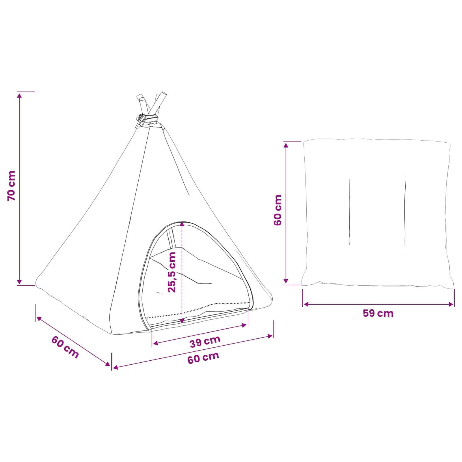 Tenda per animali con cuscino Bianco e Grigio 60 x 60 x 70 cm — miniatura 10 di 10