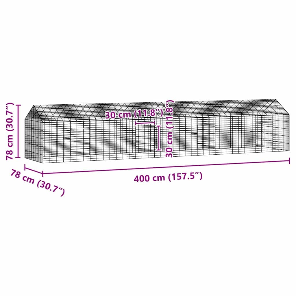 Gabbia per Conigli Argento 400 x 78 x 78 cm Acciaio zincato — miniatura 11 di 12