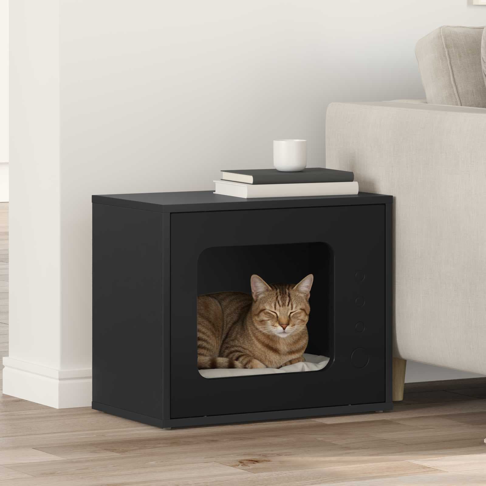 Casa per Gatti Nero 51 x 30 x 42,5 cm Legno ingegnerizzato — miniatura 1 di 10