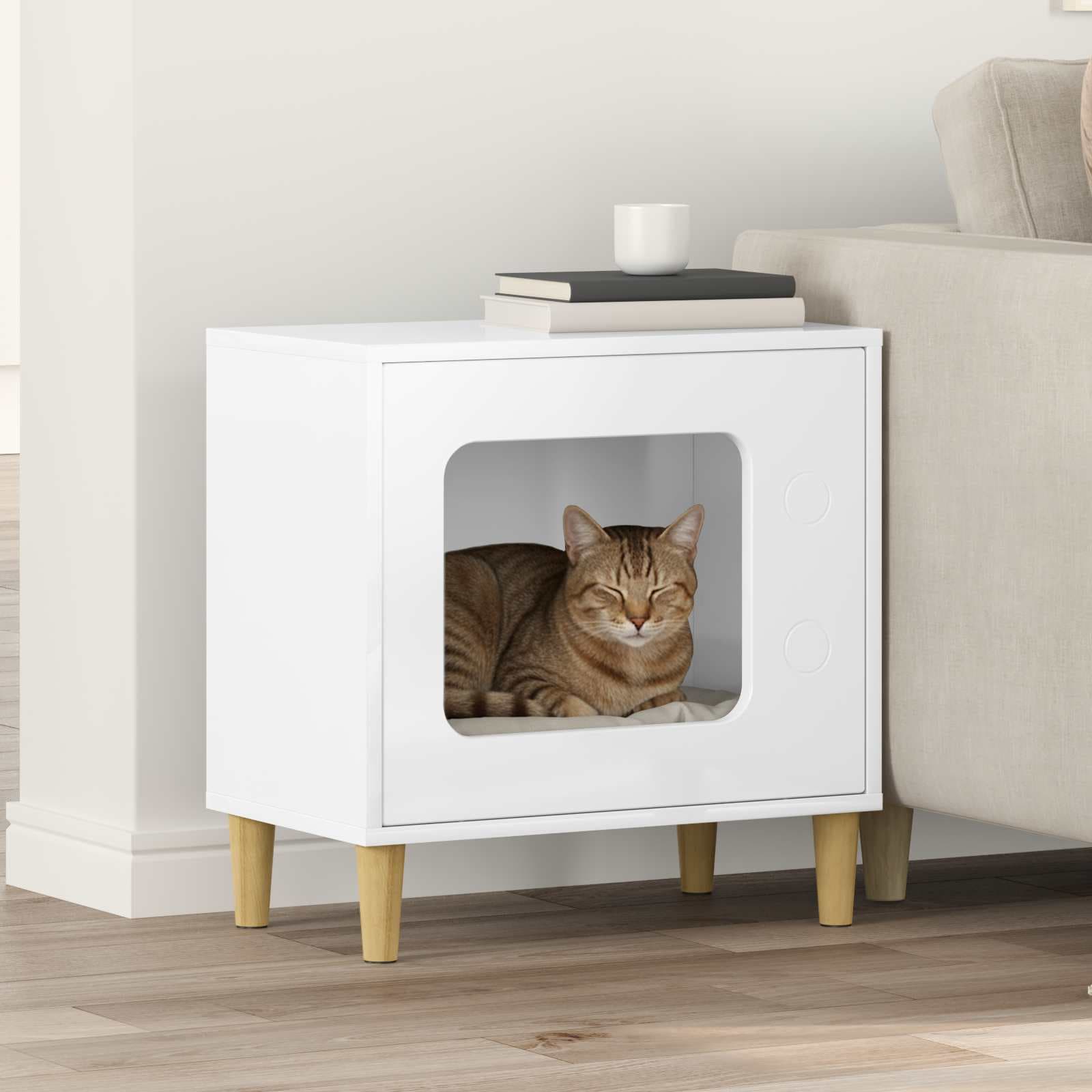 Casa per Gatti Bianco Lucido 51 x 30 x 52 cm