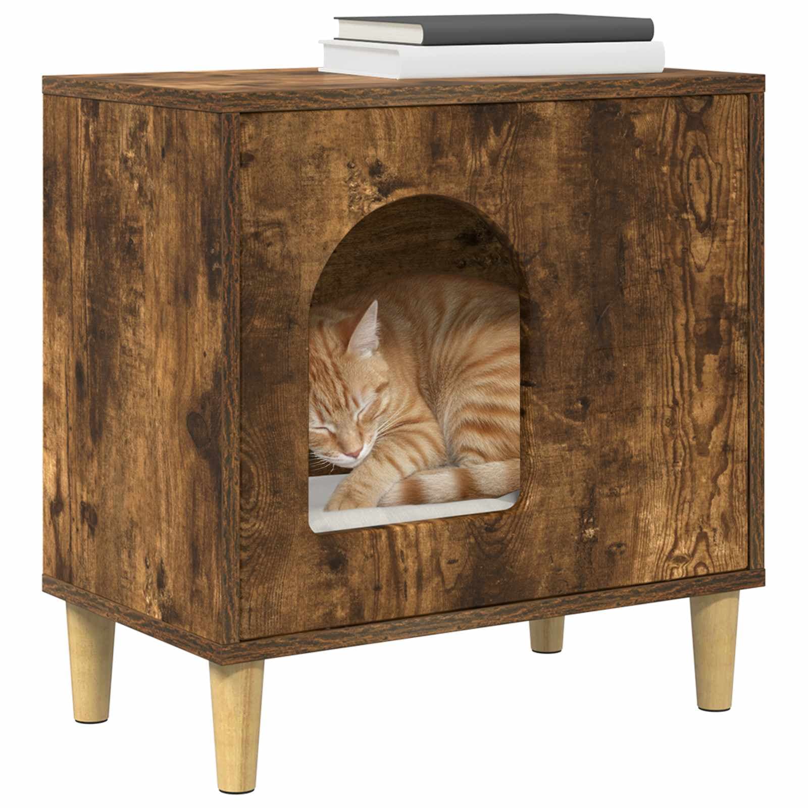 Casa per Gatti Rovere fumé 51 x 30 x 52 cm Legno ingegnerizzato — miniatura 3 di 10