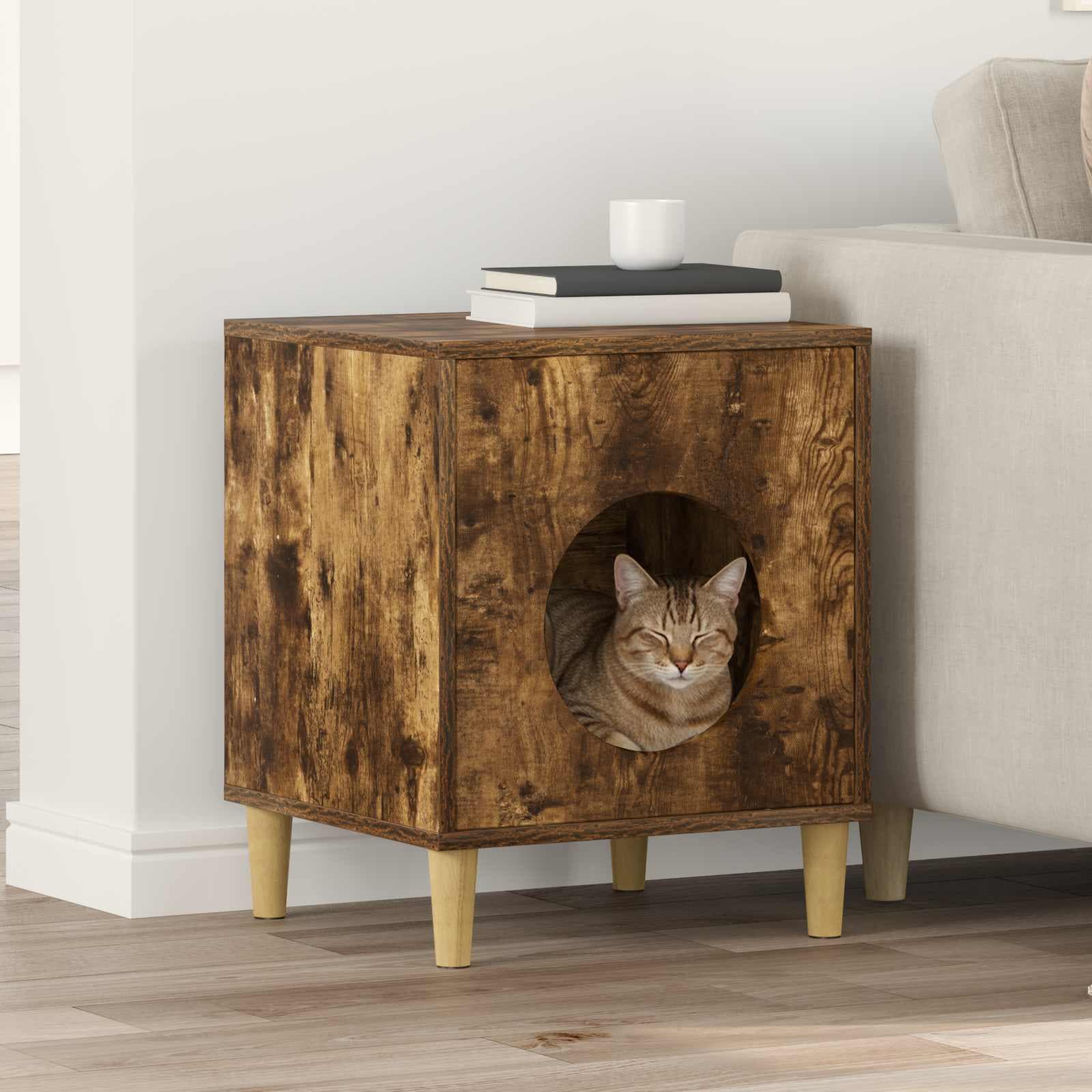 Casa per Gatti Rovere Fumo 42,5 x 40 x 53 cm — miniatura 1 di 10