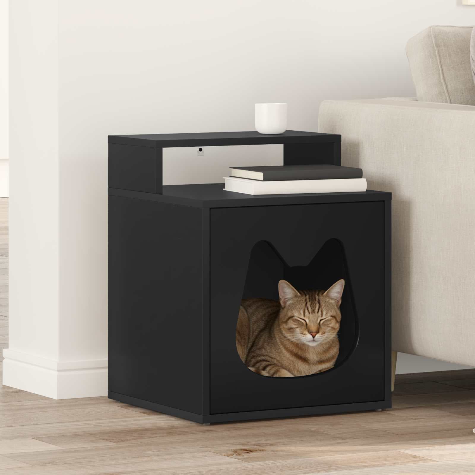 Casa per Gatti Nero 42,5 x 40 x 53,5 cm Legno ingegnerizzato