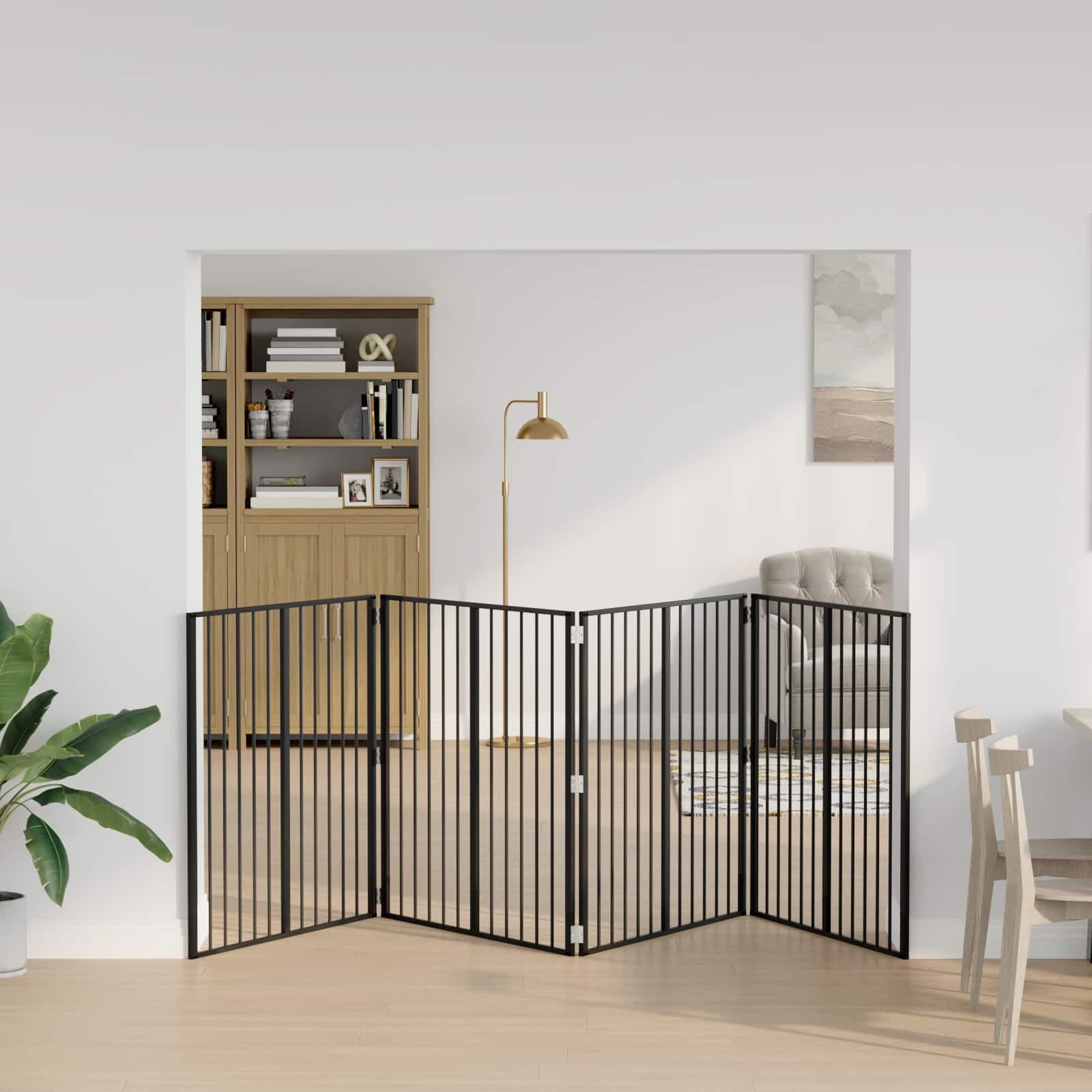 Cancello per cani 4 pz Nero 100 x 100 cm Acciaio zincato — miniatura 1 di 9