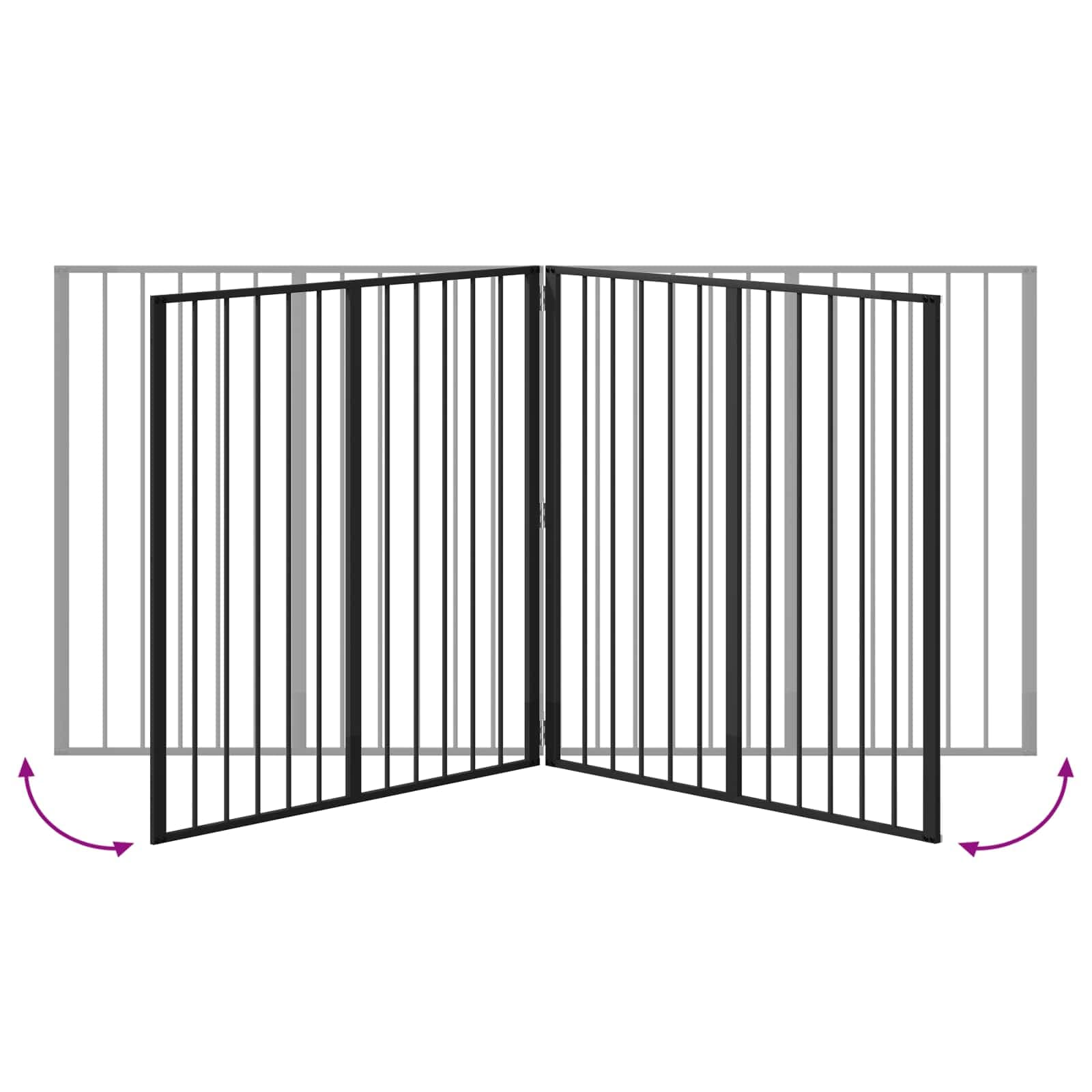 Cancello per cani 4 pz Nero 100 x 100 cm Acciaio zincato — miniatura 7 di 9