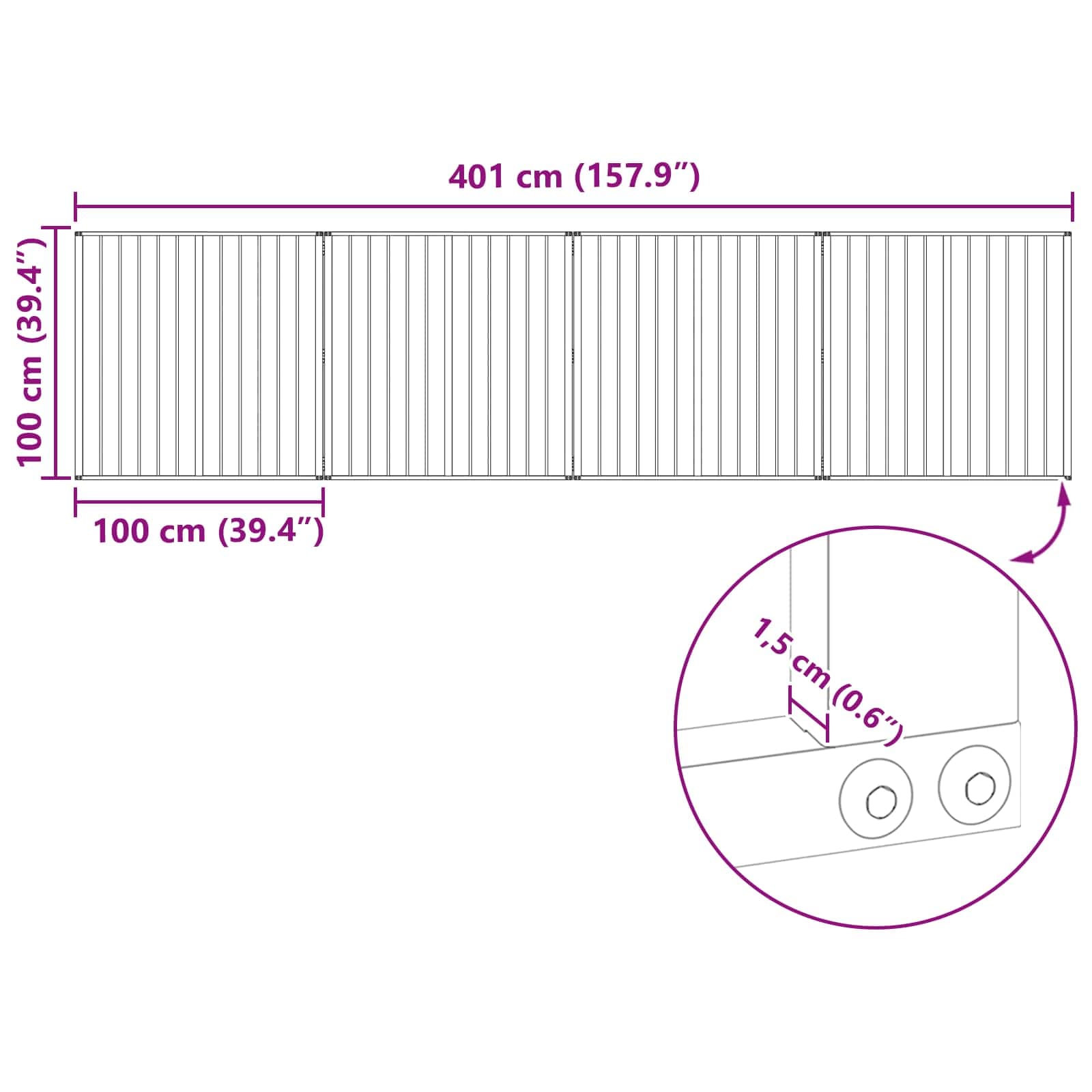 Cancello per cani 4 pz Nero 100 x 100 cm Acciaio zincato — miniatura 9 di 9