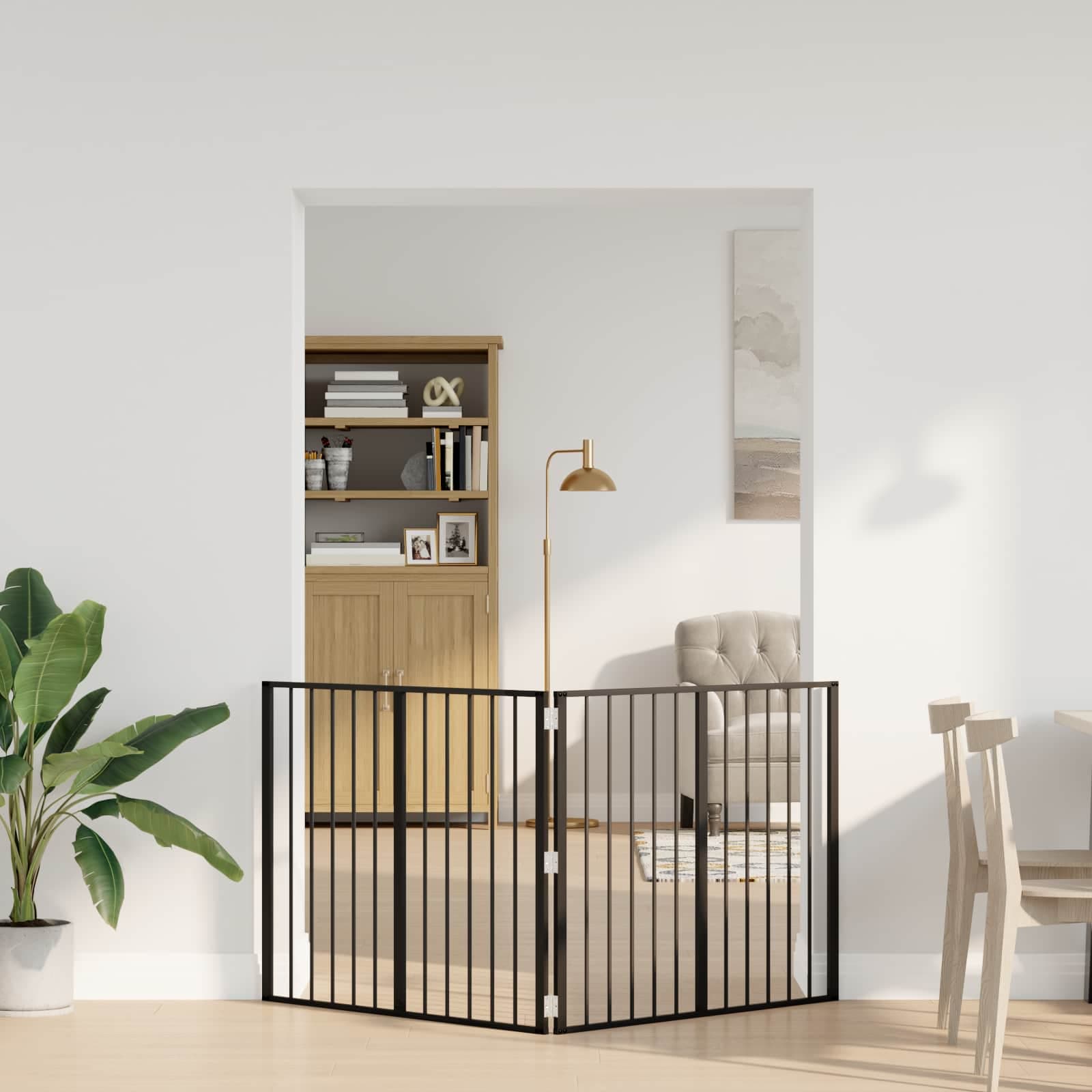 Cancello per cani 2 pz Nero 100 x 80 cm Acciaio zincato — foto 3 di 10