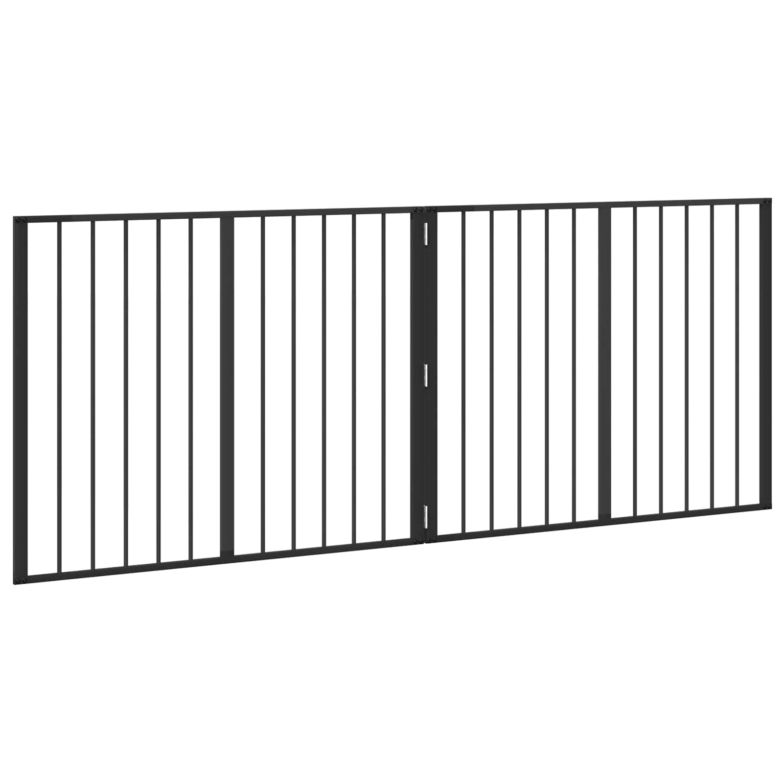 Cancello per cani 2 pz Nero 100 x 80 cm Acciaio zincato — foto 4 di 10
