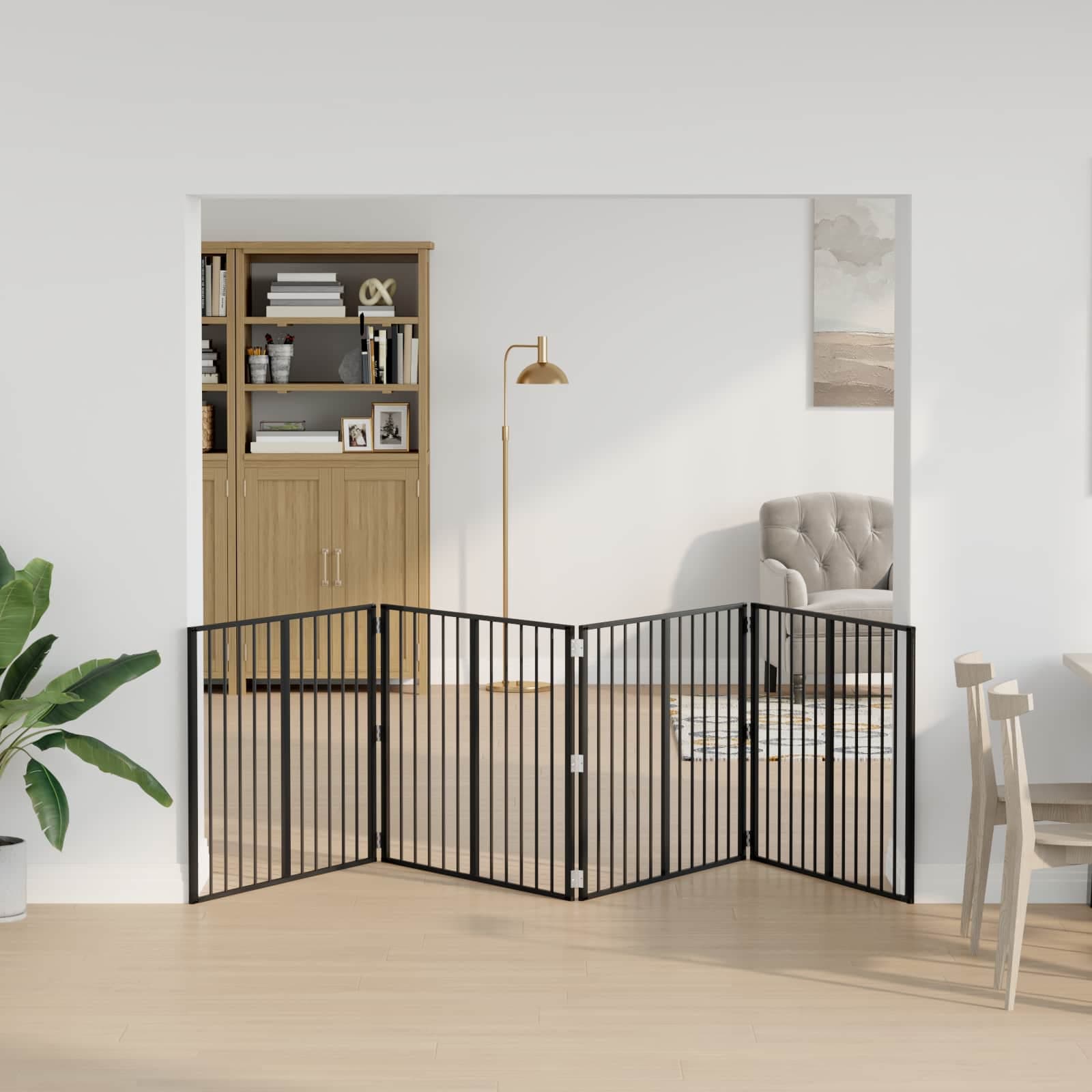 Cancello per cani 4 pz Nero 100 x 80 cm Acciaio zincato — miniatura 1 di 10