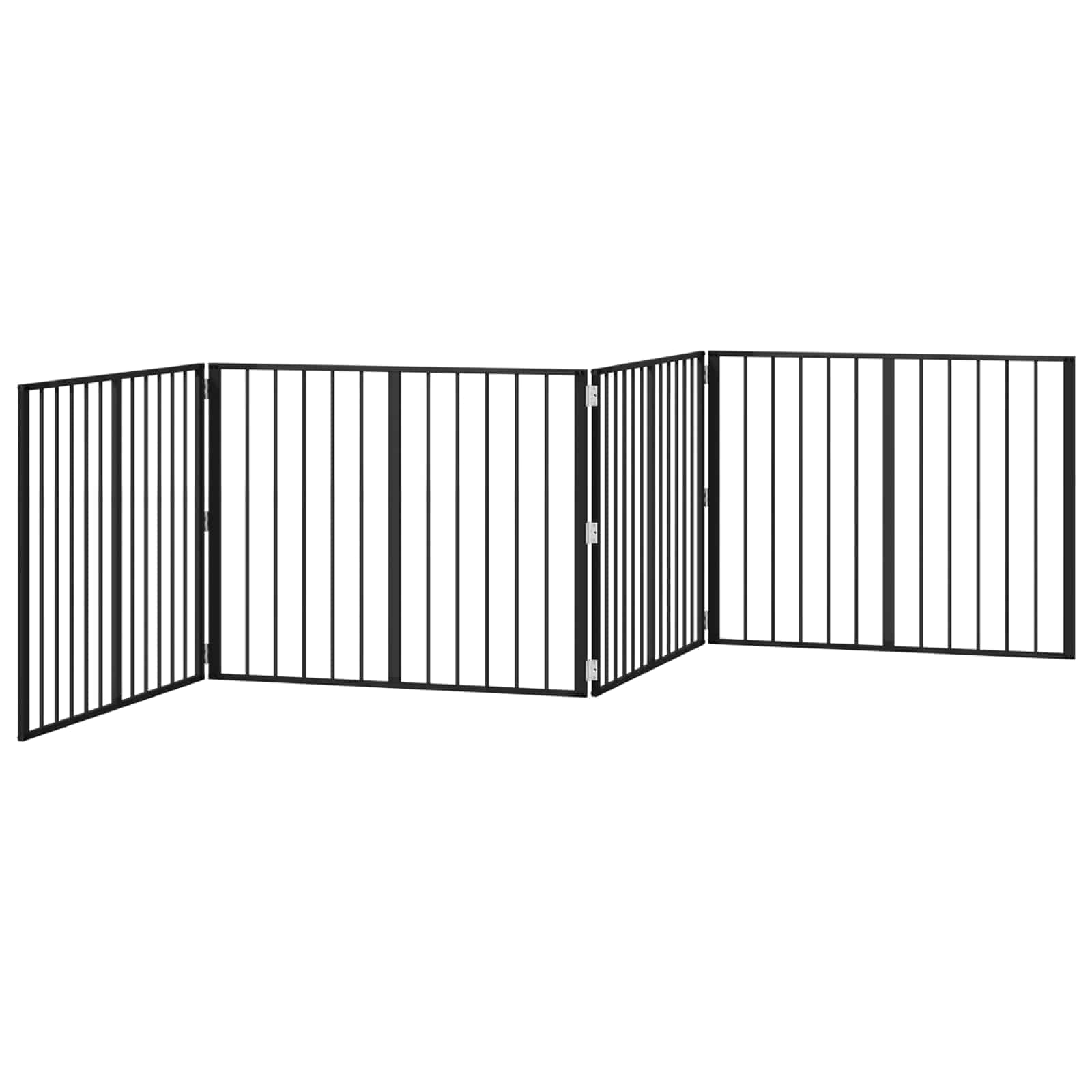 Cancello per cani 4 pz Nero 100 x 80 cm Acciaio zincato — miniatura 4 di 10