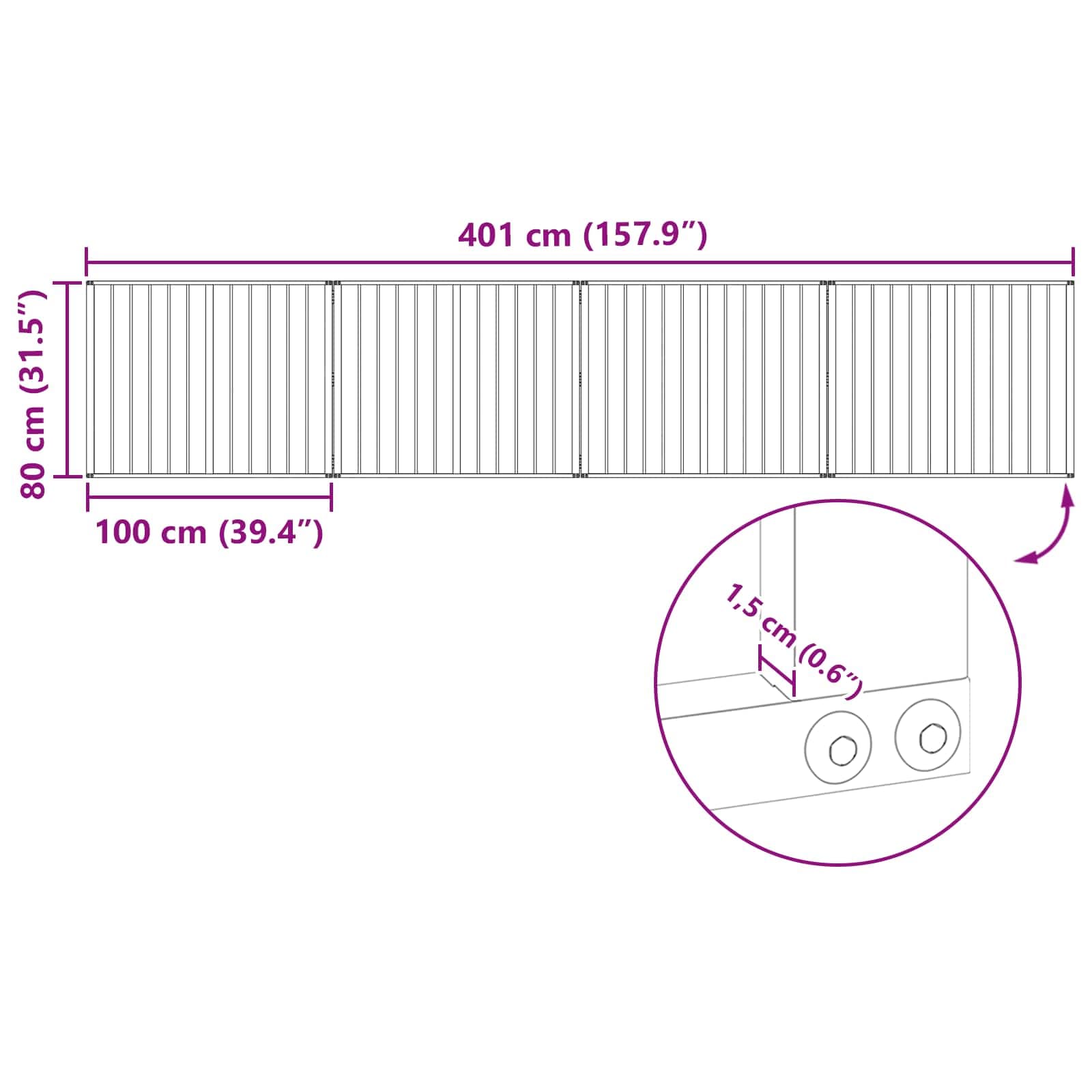 Cancello per cani 4 pz Nero 100 x 80 cm Acciaio zincato — miniatura 10 di 10