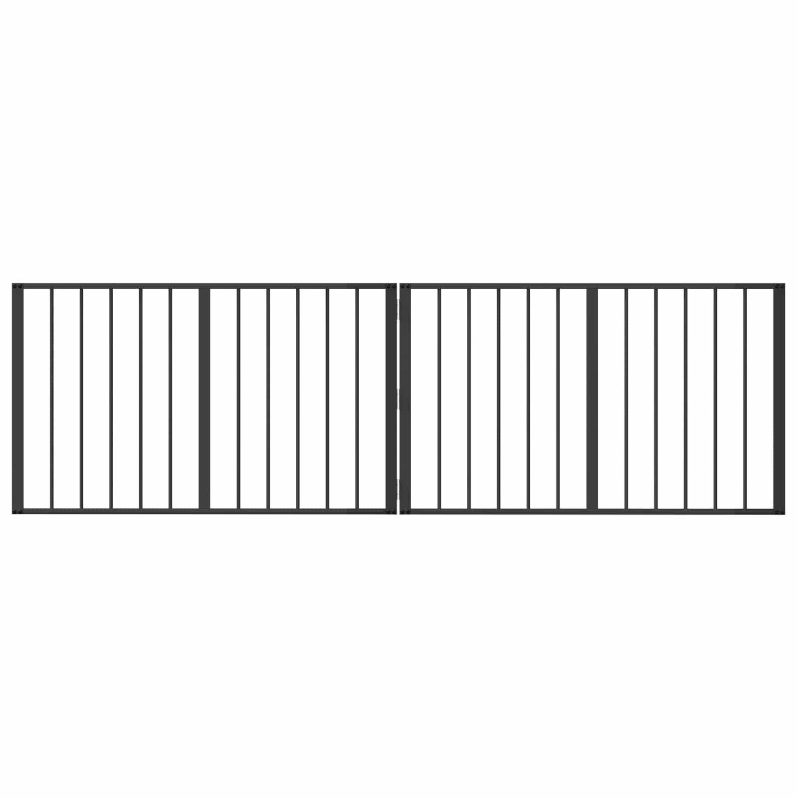 Cancello per cani 2 pz Nero 100 x 60 cm Acciaio zincato — foto 2 di 10