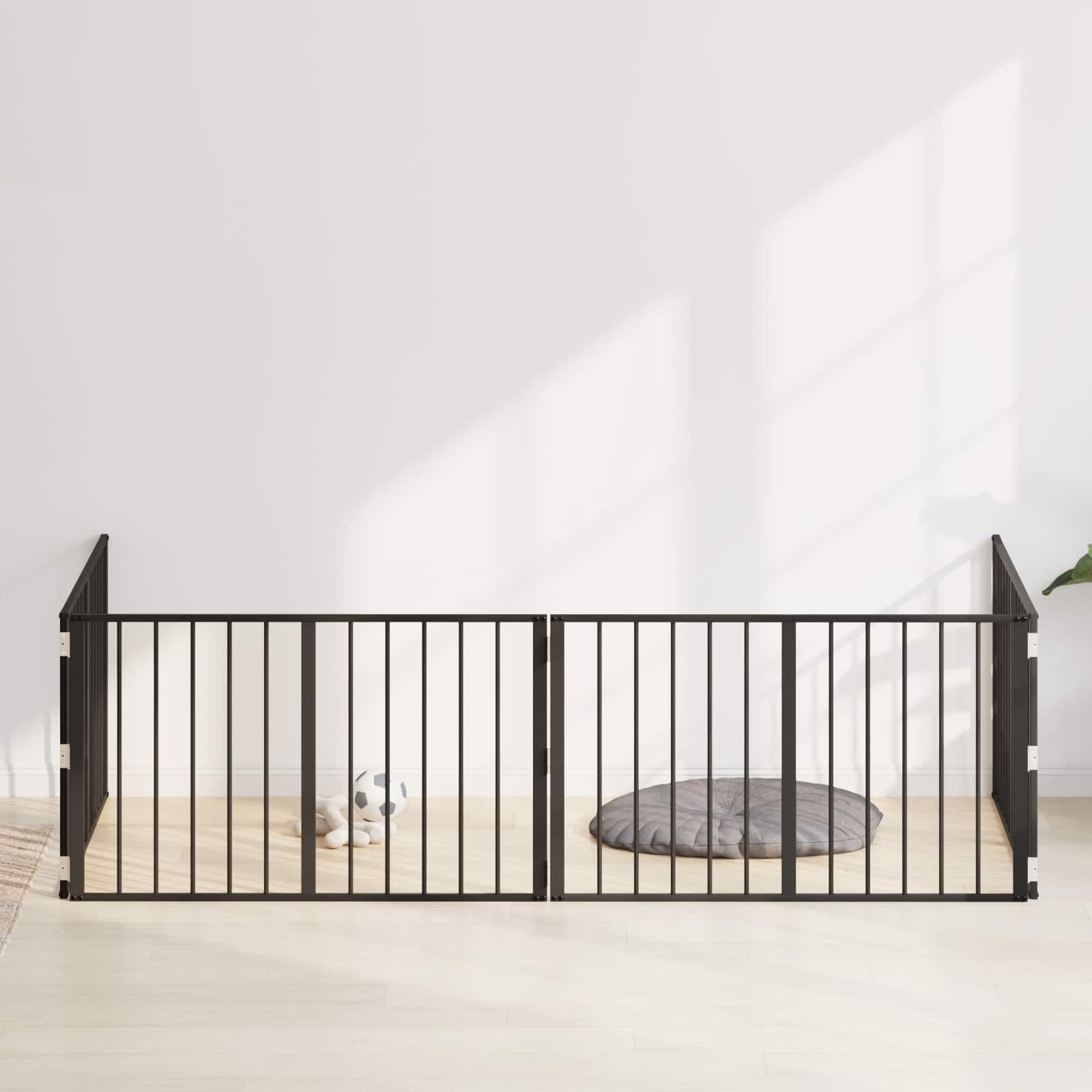 Cancello per cani 4 pz Nero 100 x 60 cm Acciaio zincato — miniatura 3 di 10