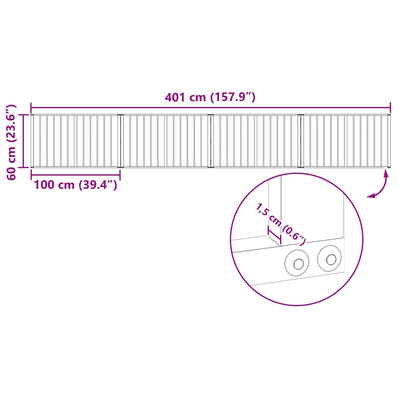 Cancello per cani 4 pz Nero 100 x 60 cm Acciaio zincato — miniatura 10 di 10