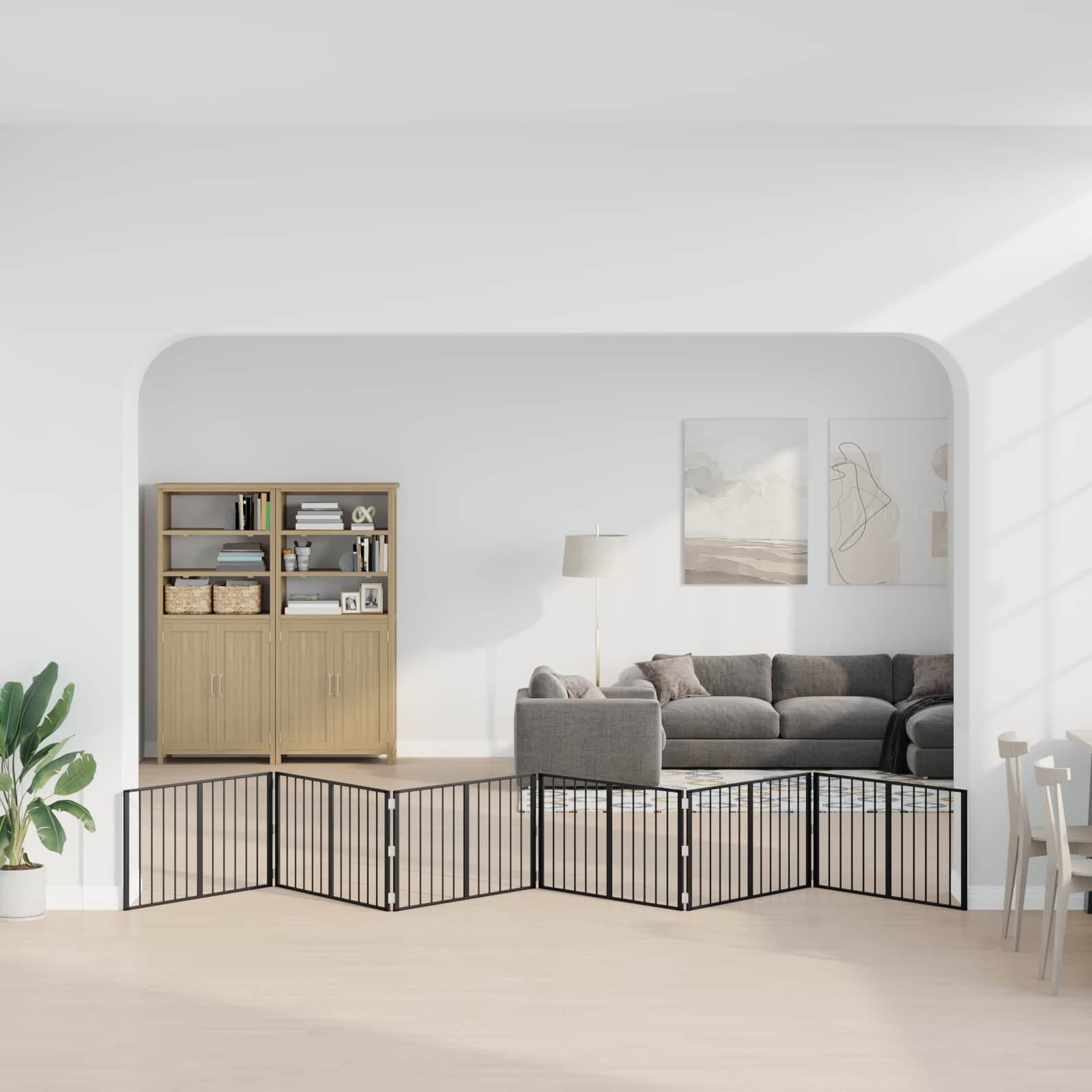 Cancello per cani 6 pz Nero 100 x 60 cm Acciaio zincato — foto 3 di 10
