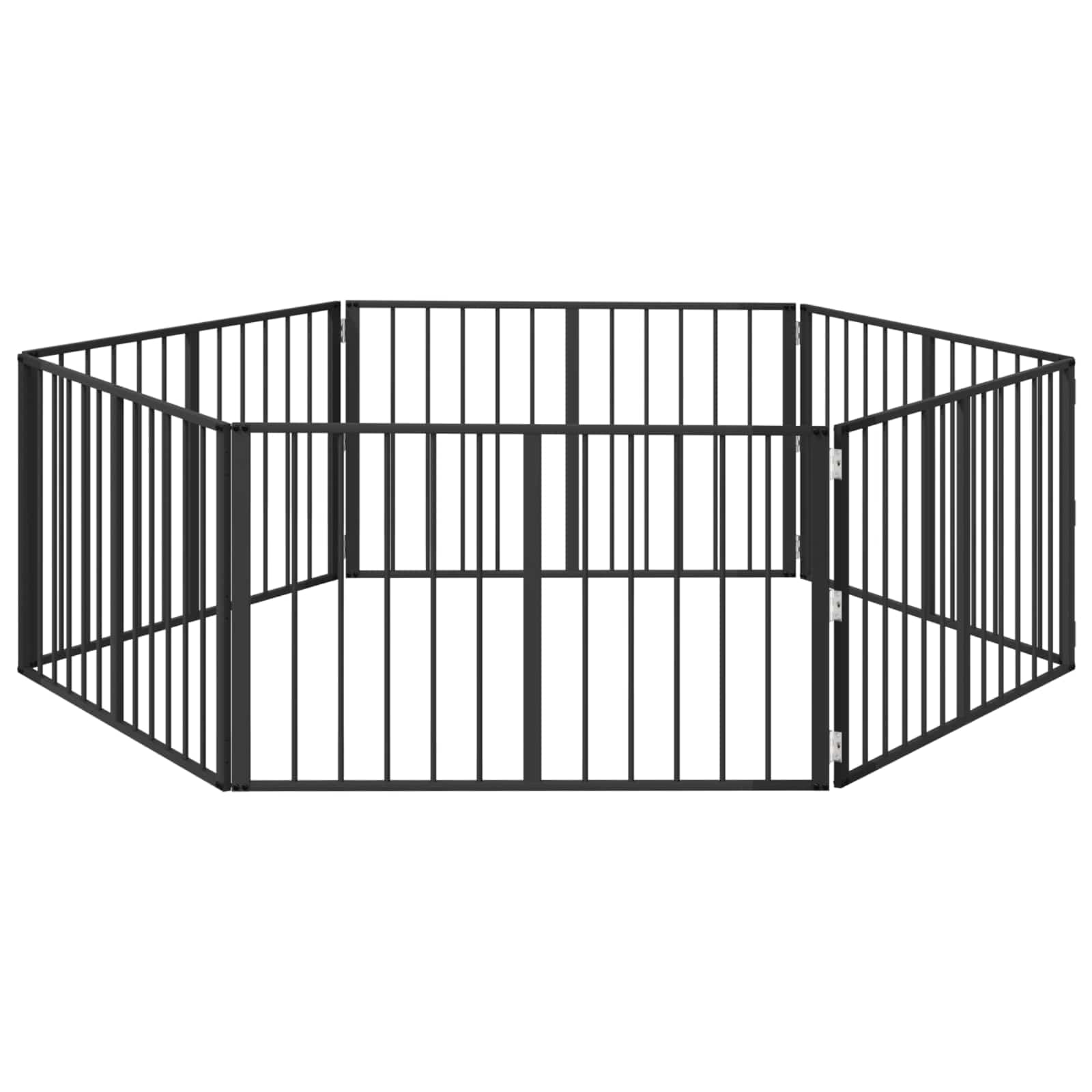 Cancello per cani 6 pz Nero 100 x 60 cm Acciaio zincato — foto 2 di 10