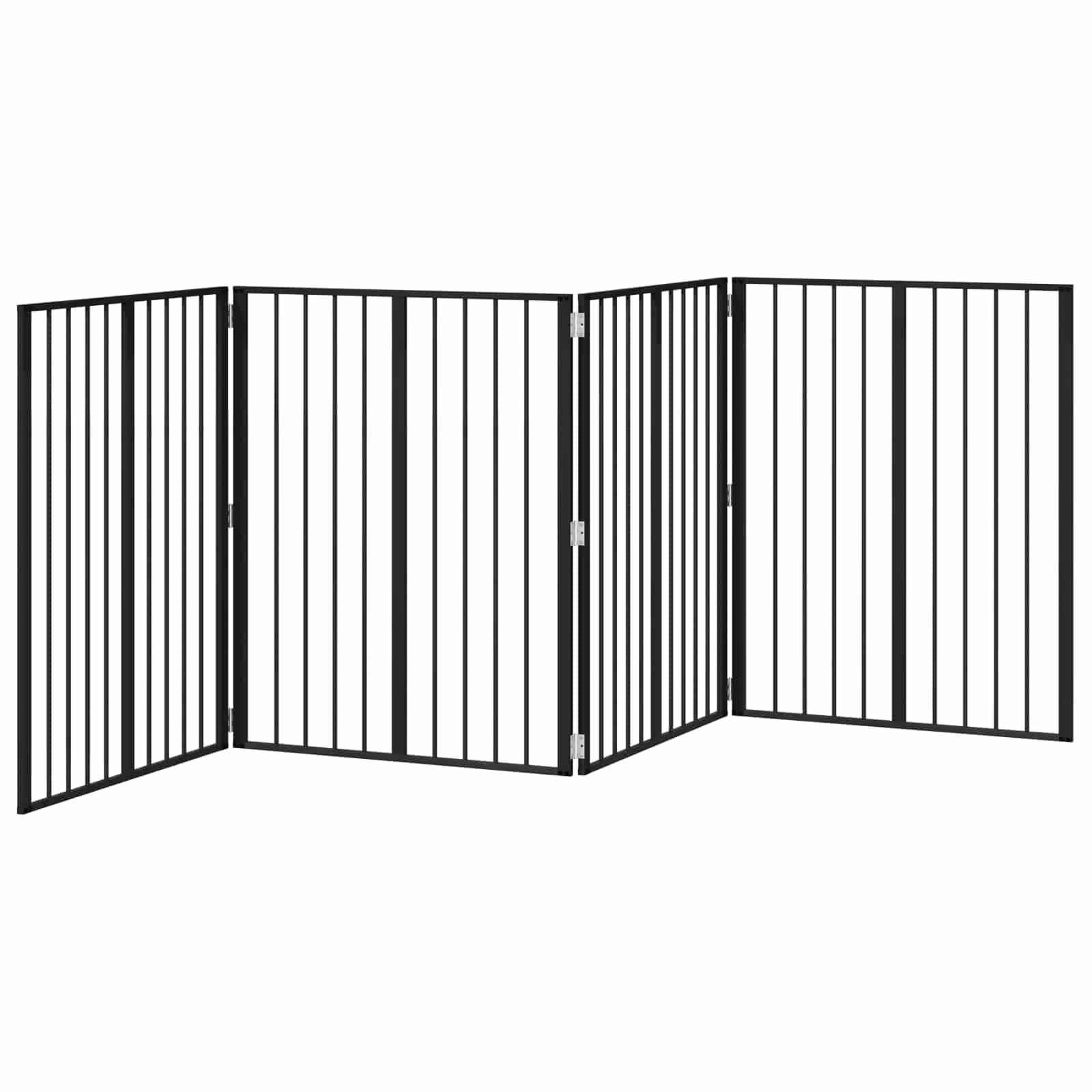 Cancello per cani 4 pz Nero 80 x 100 cm Acciaio zincato — miniatura 4 di 10