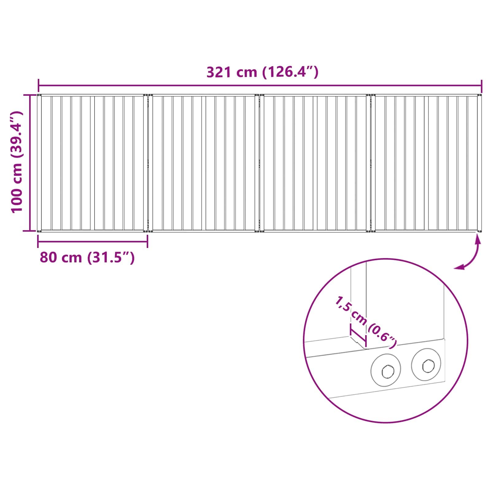 Cancello per cani 4 pz Nero 80 x 100 cm Acciaio zincato — miniatura 10 di 10