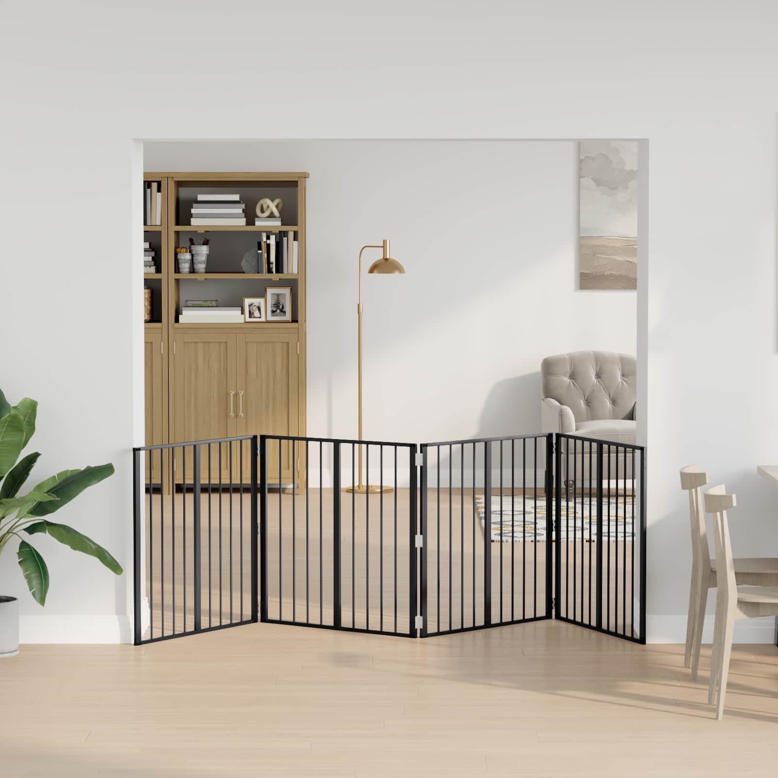Cancello per cani 4 pz Nero 80 x 80 cm Acciaio zincato — miniatura 3 di 10