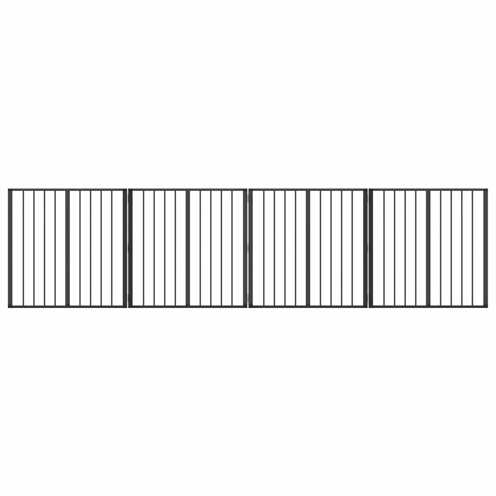 Cancello per cani 4 pz Nero 80 x 80 cm Acciaio zincato — miniatura 2 di 10