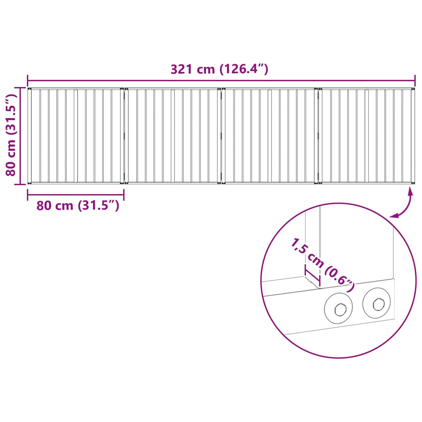 Cancello per cani 4 pz Nero 80 x 80 cm Acciaio zincato — miniatura 10 di 10