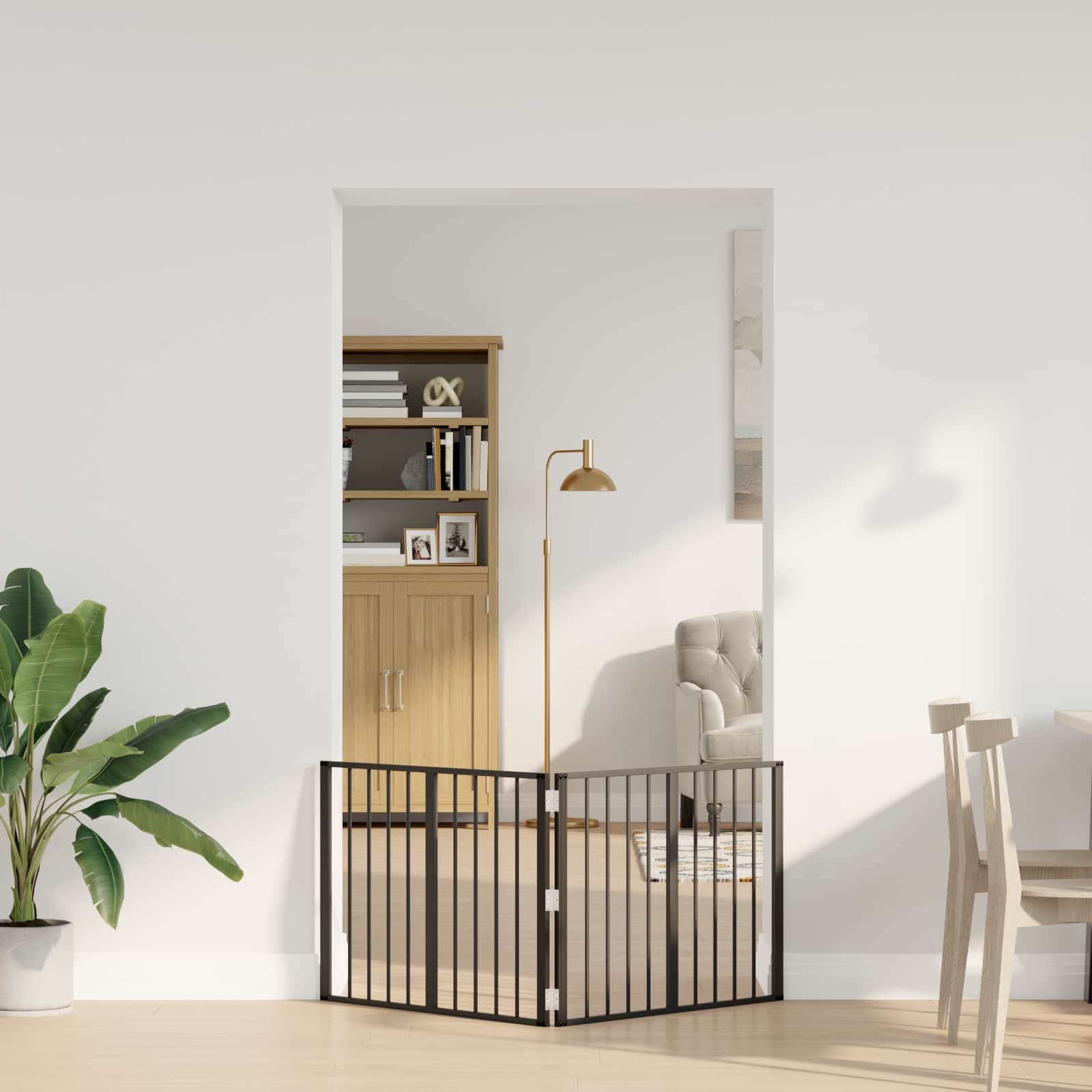 Cancello per cani 2 pz Nero 80 x 60 cm Acciaio zincato — miniatura 3 di 10