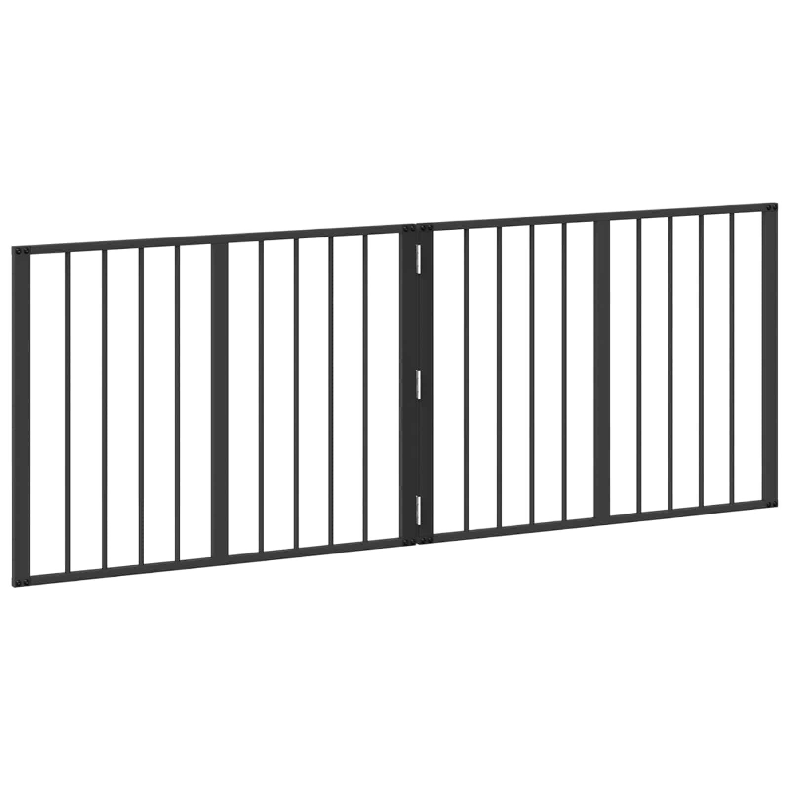 Cancello per cani 2 pz Nero 80 x 60 cm Acciaio zincato — miniatura 4 di 10