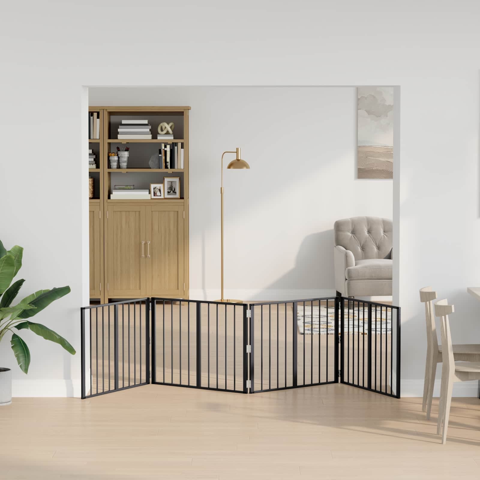 Cancello per cani 4 pz Nero 80 x 60 cm Acciaio zincato — miniatura 3 di 10