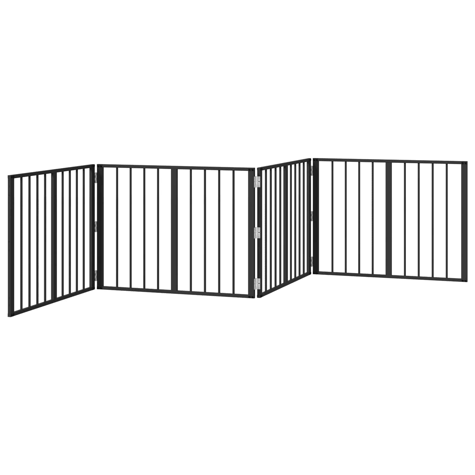 Cancello per cani 4 pz Nero 80 x 60 cm Acciaio zincato — miniatura 4 di 10