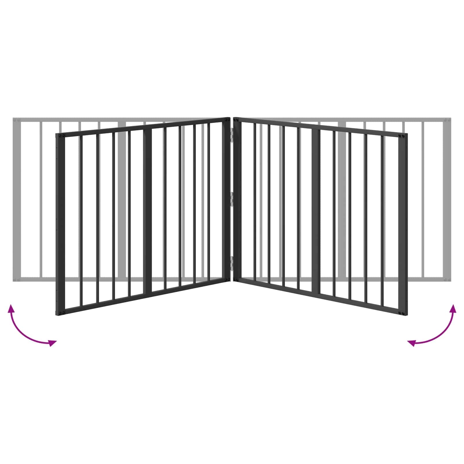 Cancello per cani 4 pz Nero 80 x 60 cm Acciaio zincato — miniatura 8 di 10