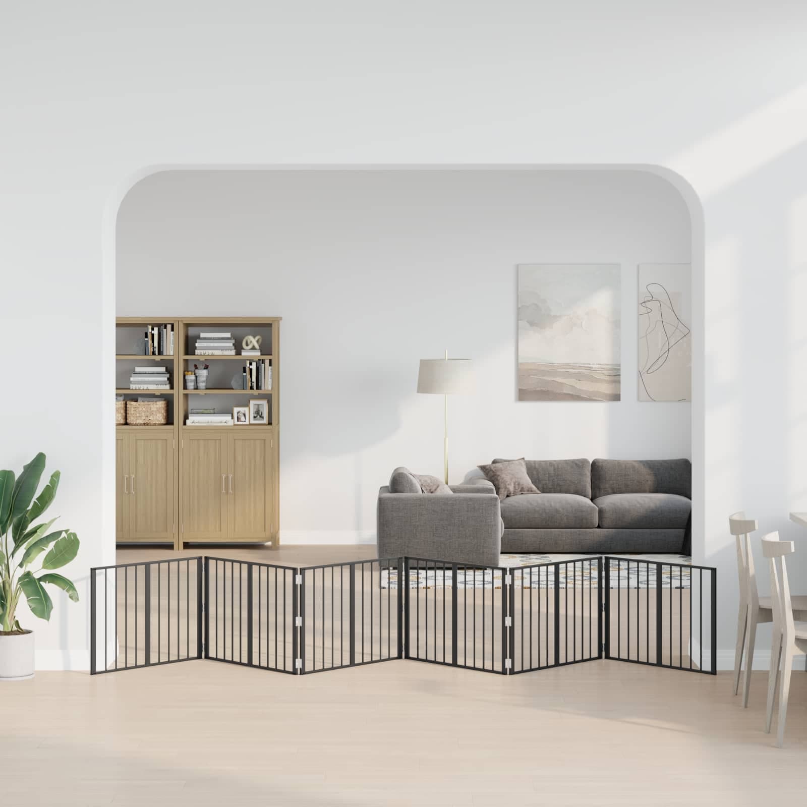 Cancello per cani 6 pz Nero 80 x 60 cm Acciaio zincato — miniatura 3 di 10