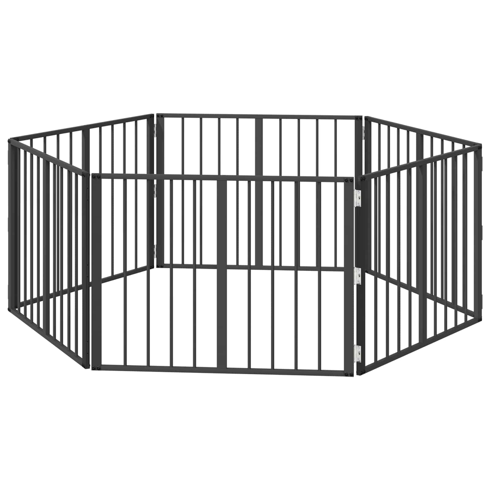 Cancello per cani 6 pz Nero 80 x 60 cm Acciaio zincato — miniatura 2 di 10
