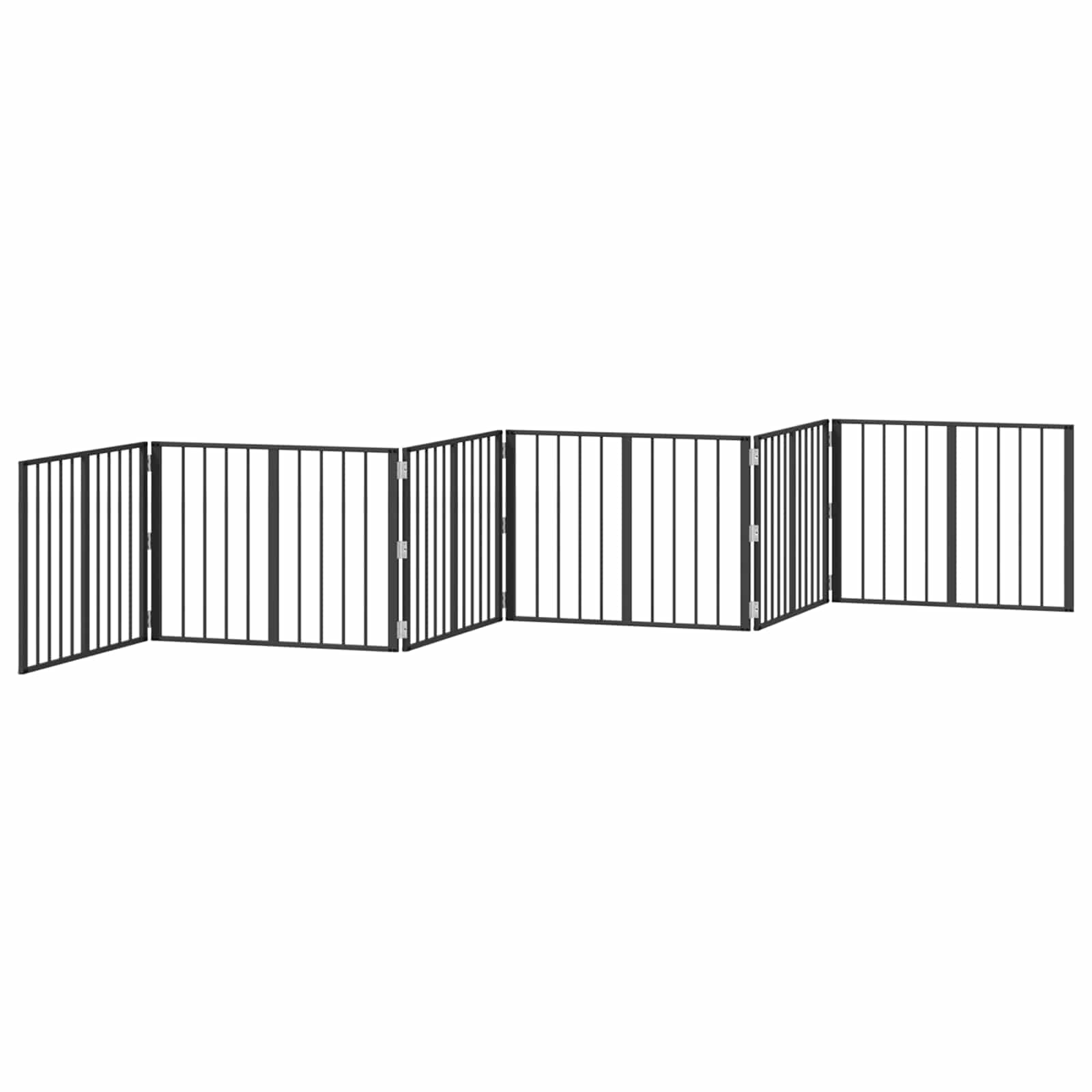 Cancello per cani 6 pz Nero 80 x 60 cm Acciaio zincato — miniatura 4 di 10
