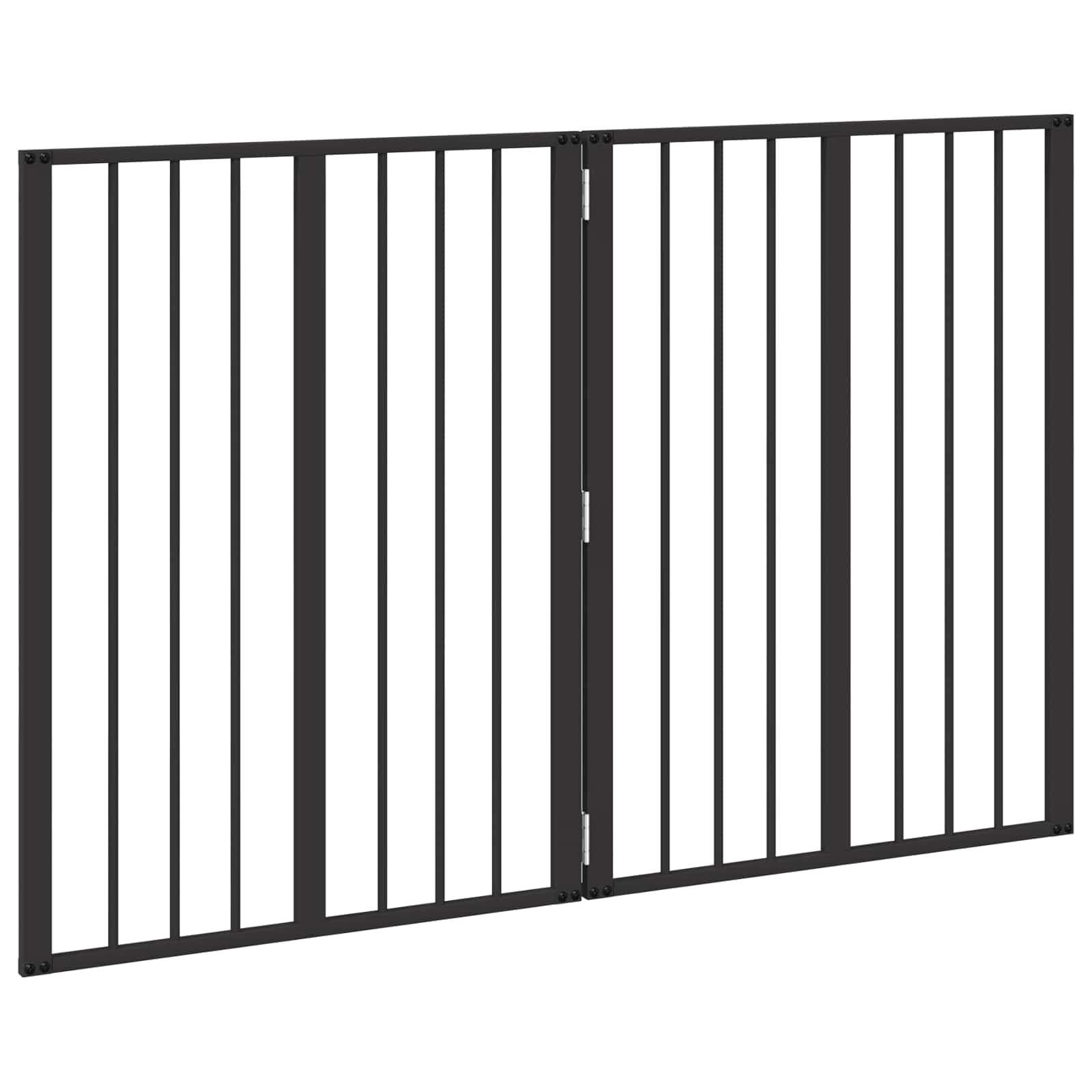 Cancello per cani 2 pz Nero 60 x 80 cm Acciaio zincato — miniatura 4 di 10