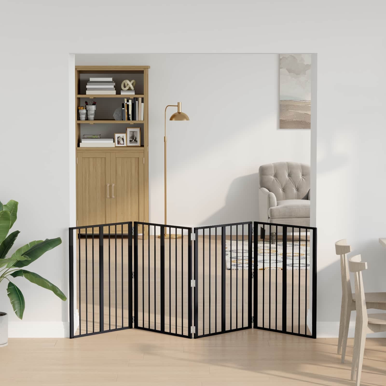 Cancello per cani 4 pz Nero 60 x 80 cm Acciaio zincato — miniatura 3 di 10