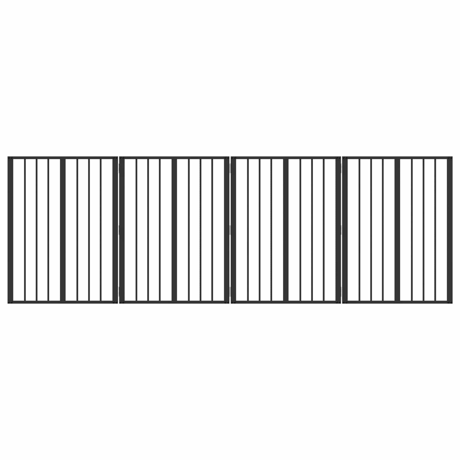 Cancello per cani 4 pz Nero 60 x 80 cm Acciaio zincato — miniatura 2 di 10