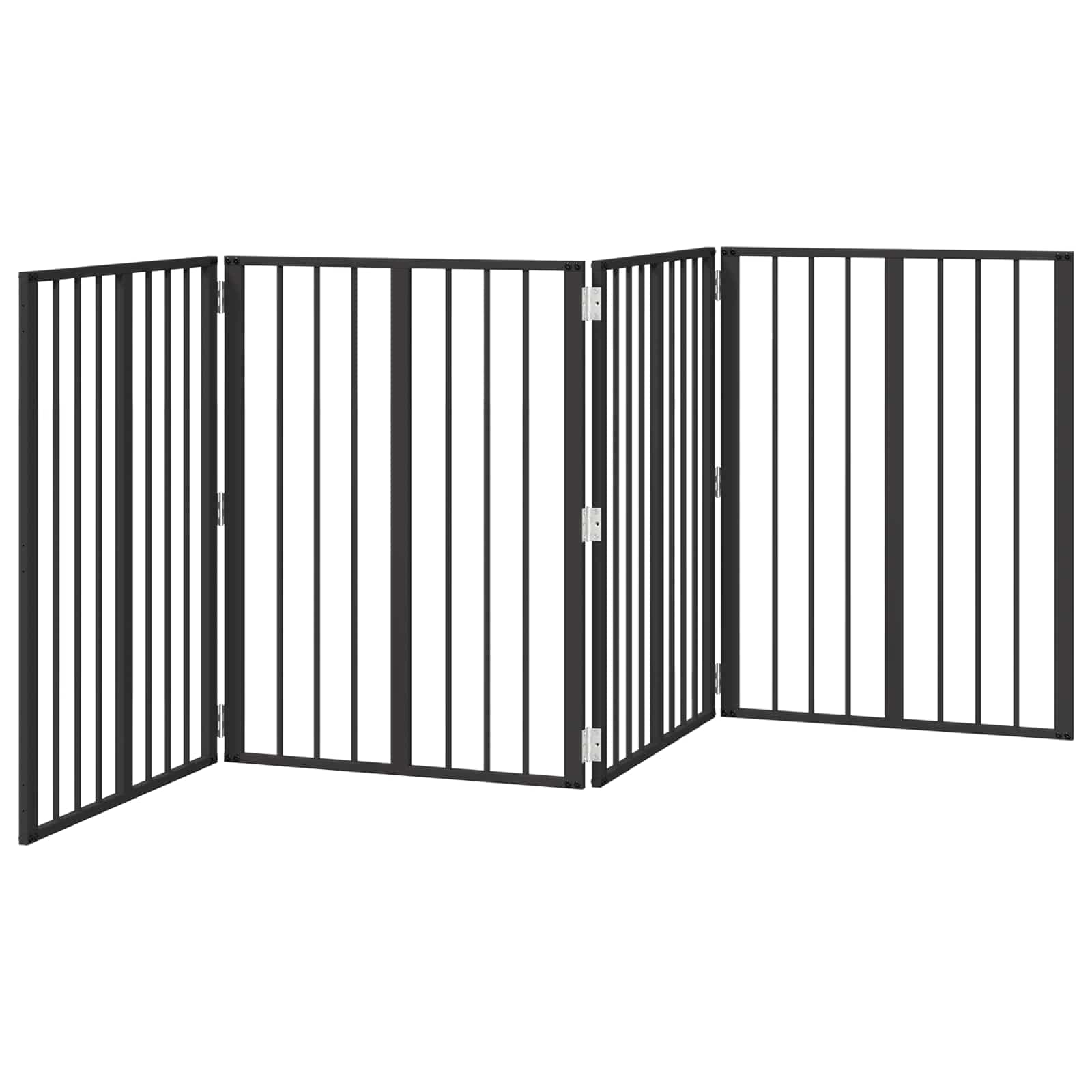 Cancello per cani 4 pz Nero 60 x 80 cm Acciaio zincato — miniatura 4 di 10