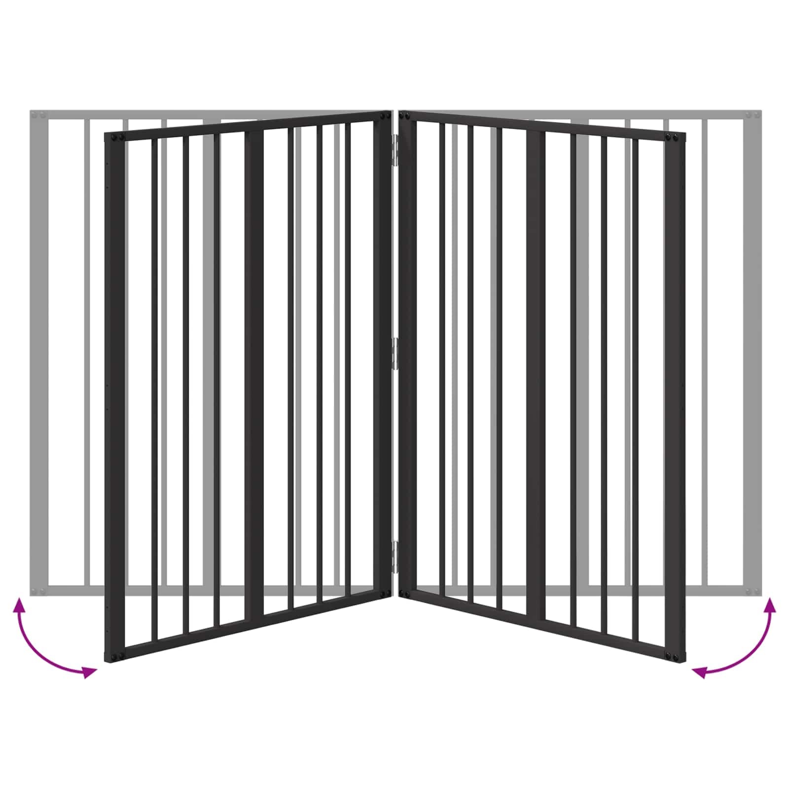 Cancello per cani 4 pz Nero 60 x 80 cm Acciaio zincato — miniatura 8 di 10
